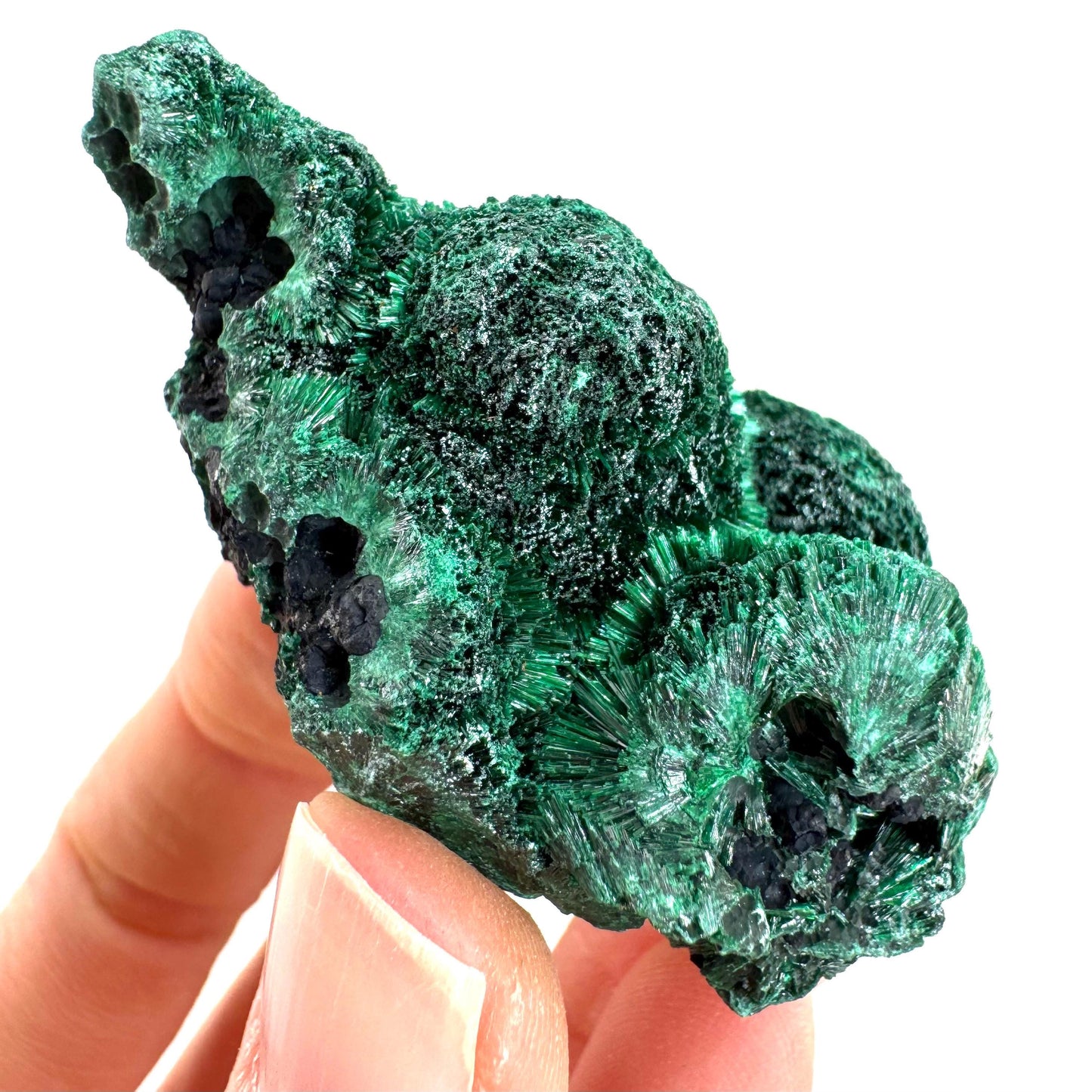 Fibrous Malachite (DR Congo) | raw green malachite crystal, mineral specimen