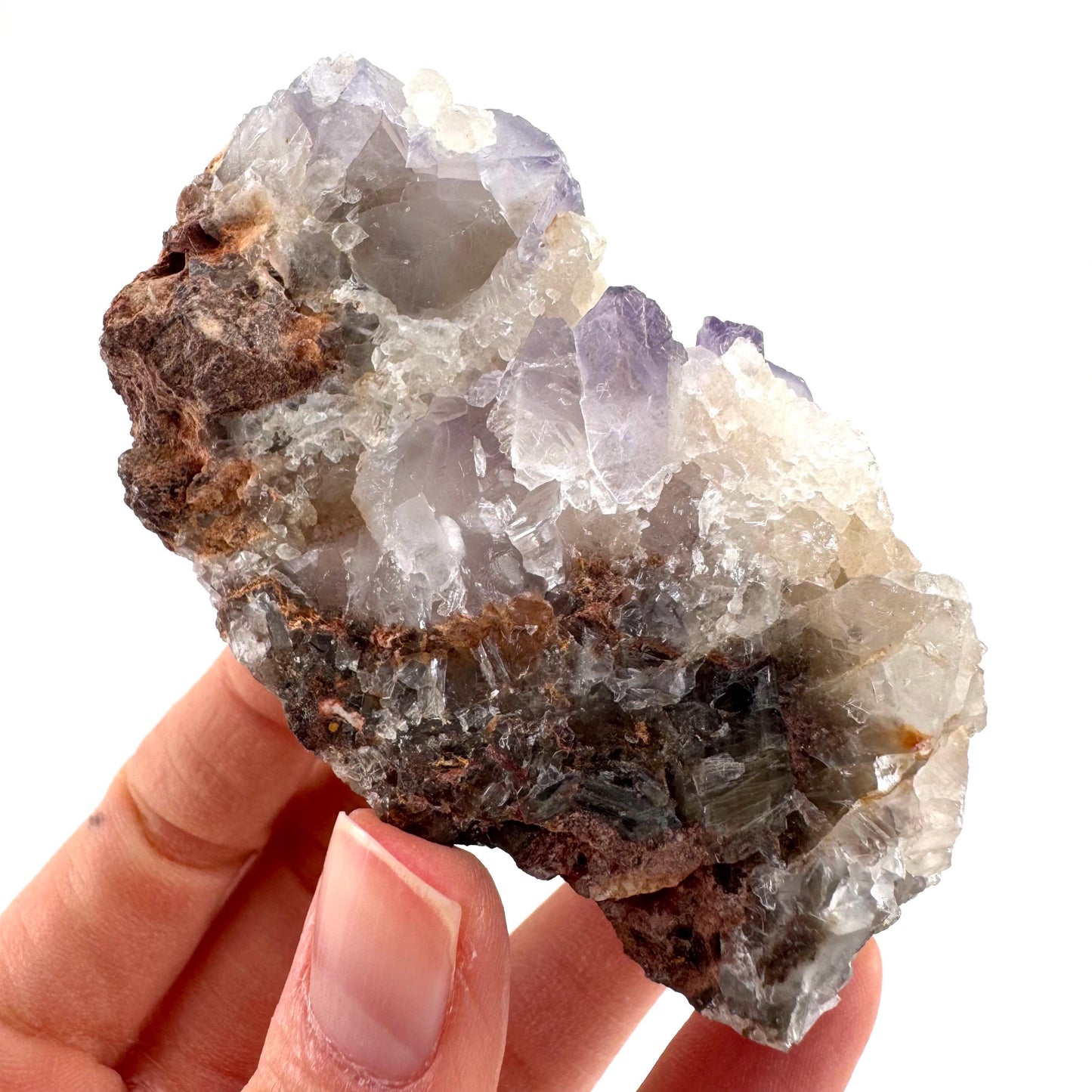 Purple Fluorite w/ Calcite (Pakistan) | purple fluorite crystal cluster, mineral specimen