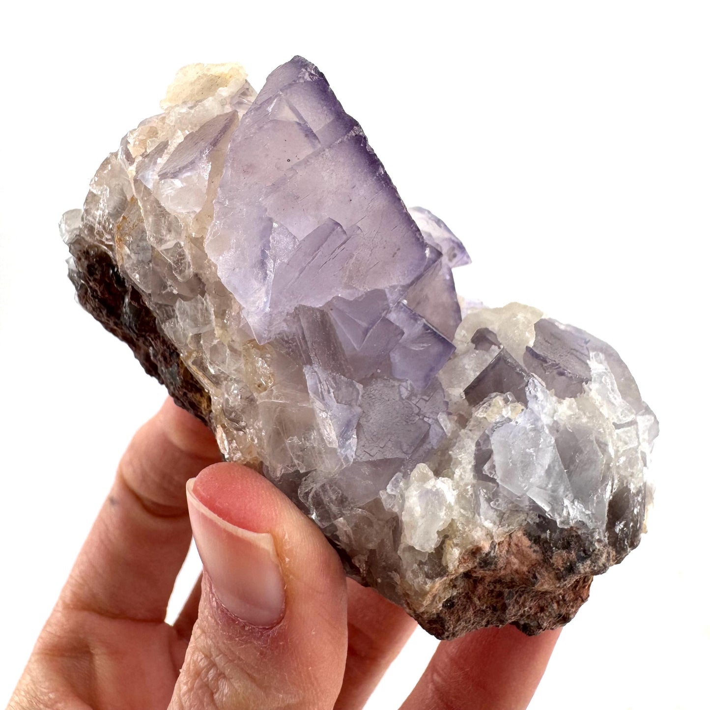 Purple Fluorite w/ Calcite (Pakistan) | purple fluorite crystal cluster, mineral specimen