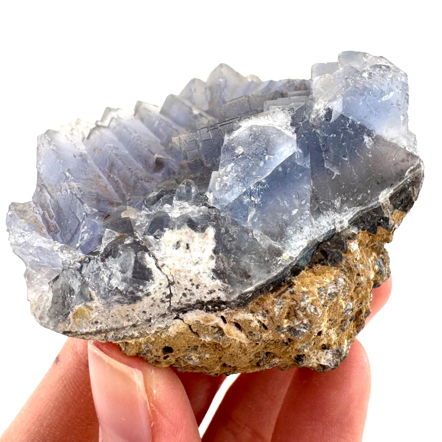 Blue Fluorite (Pakistan) | blue fluorite crystal cluster, mineral specimen