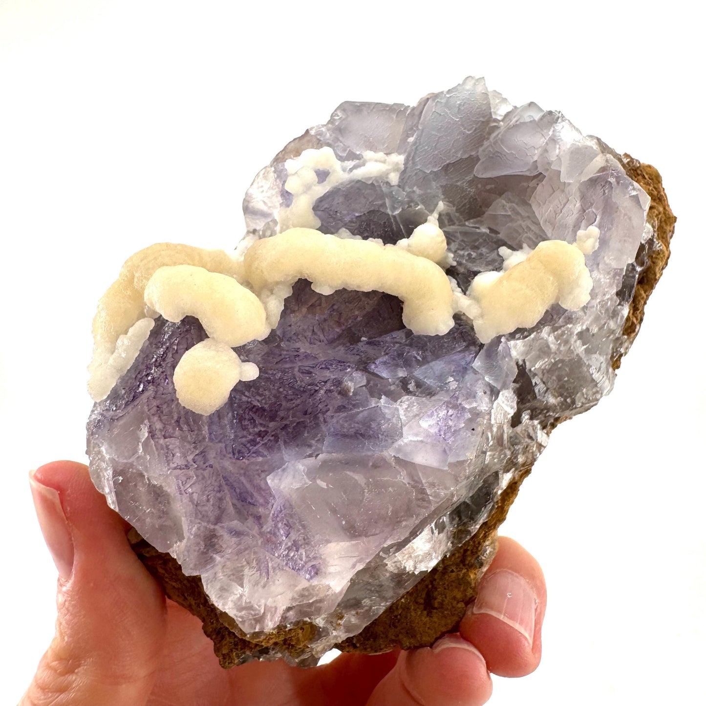 Blue Fluorite w/ Calcite (Pakistan) | blue fluorite crystal cluster, mineral specimen