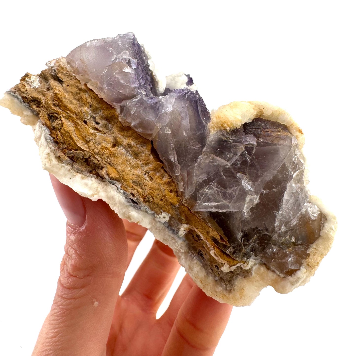Purple Fluorite w/ Calcite (Pakistan) | purple fluorite crystal cluster, mineral specimen