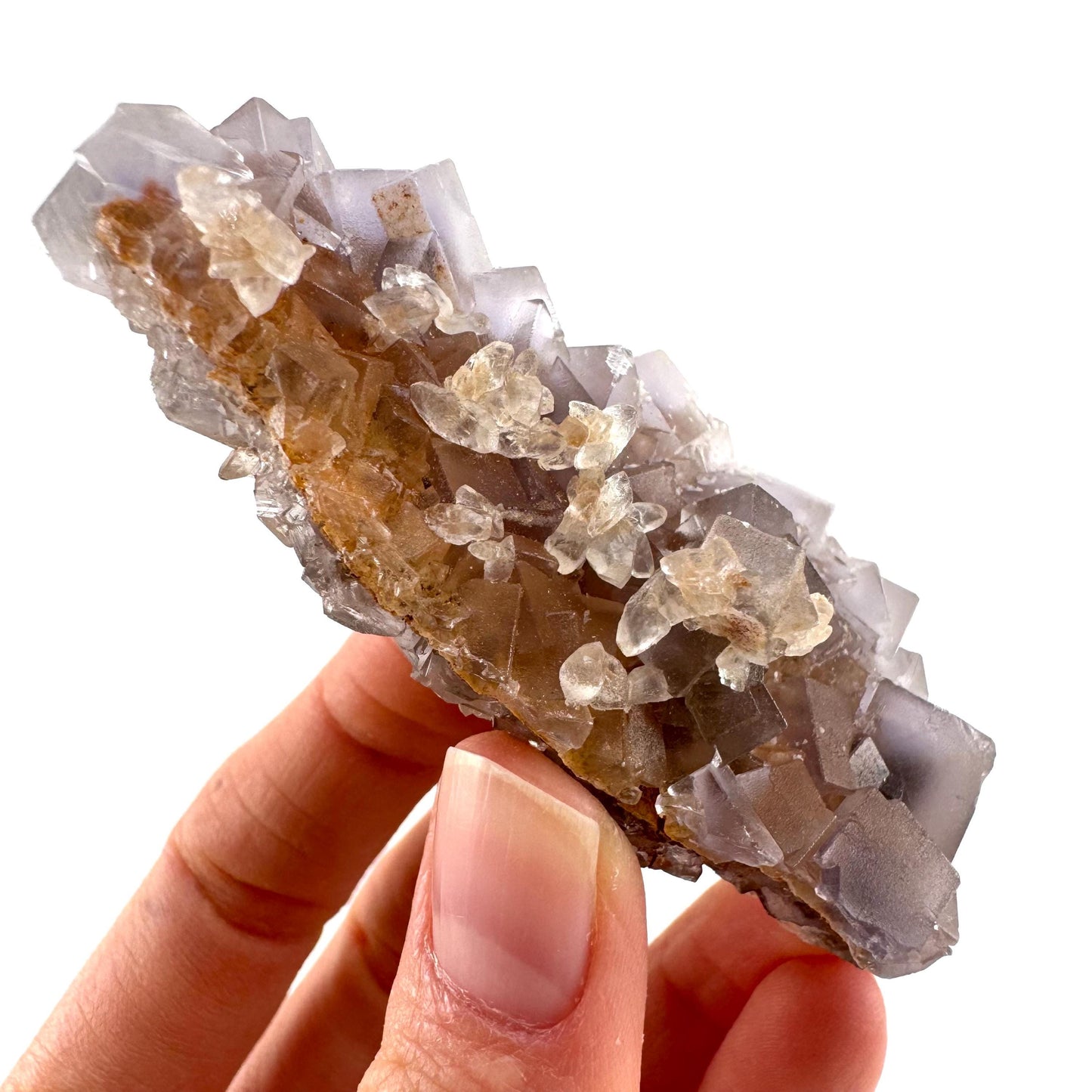 Purple Fluorite w/ Calcite (Pakistan) | purple fluorite crystal cluster, mineral specimen
