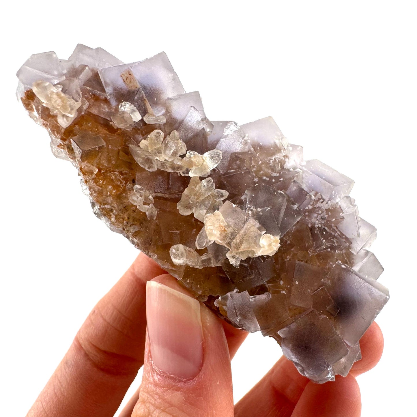 Purple Fluorite w/ Calcite (Pakistan) | purple fluorite crystal cluster, mineral specimen