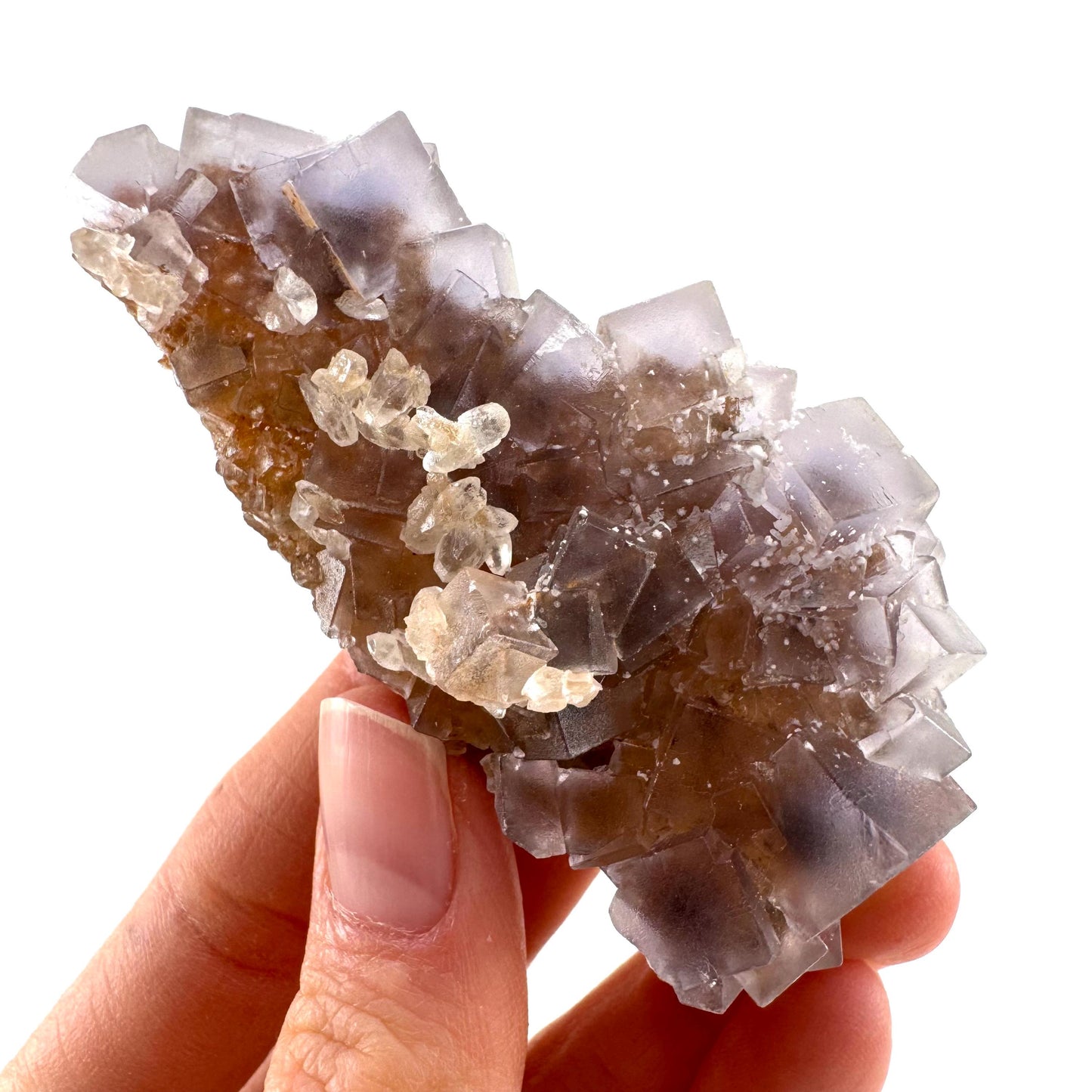 Purple Fluorite w/ Calcite (Pakistan) | purple fluorite crystal cluster, mineral specimen