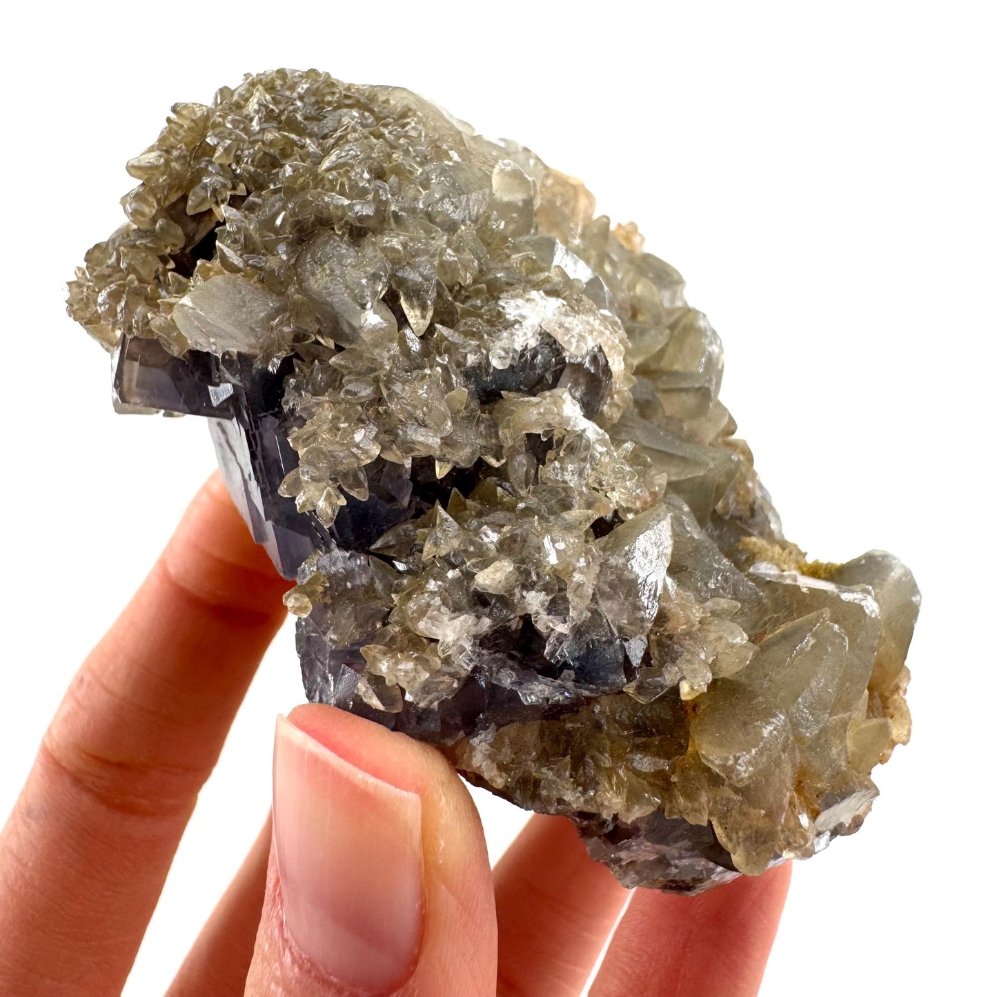 Blue Fluorite w/ Calcite (Pakistan) | blue fluorite crystal cluster, mineral specimen