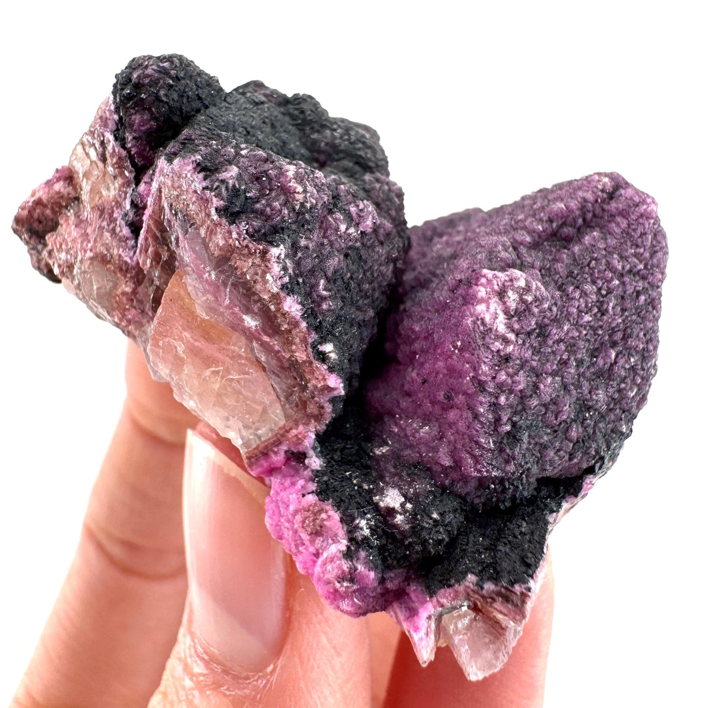 Cobaltoan Calcite w/ Heterogenite (DR Congo) | cobalto calcite crystal, mineral specimen