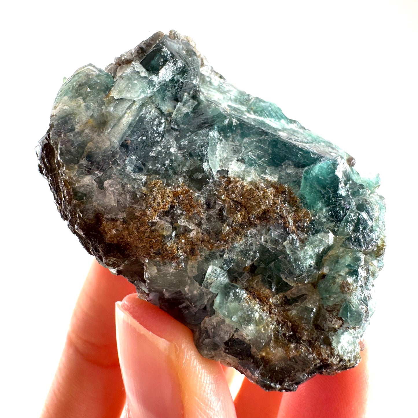 Okorusu Fluorite (Namibia) | green-blue fluorite cluster, raw fluorite crystal, mineral specimen
