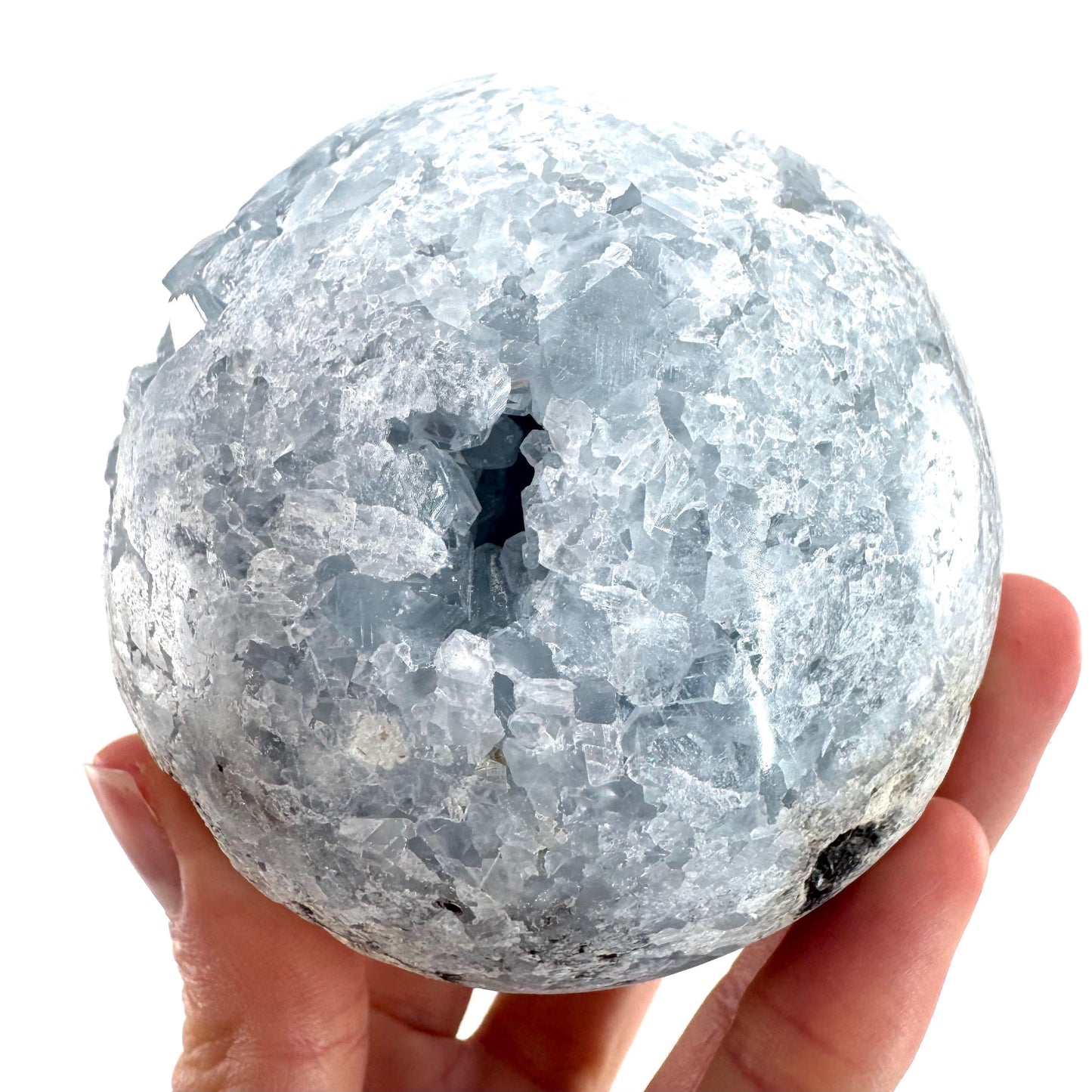 Celestite Sphere | raw celestite crystal, celestite geode, natural celestite crystal, crystal ball