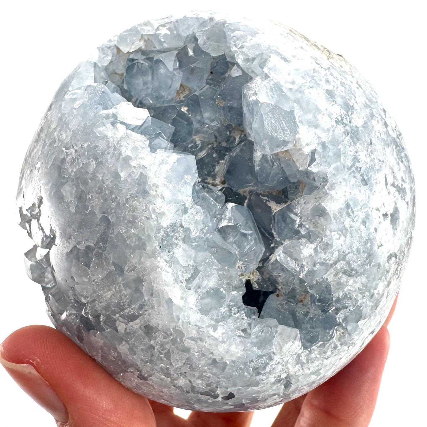Celestite Sphere | raw celestite crystal, celestite geode, natural celestite crystal, crystal ball