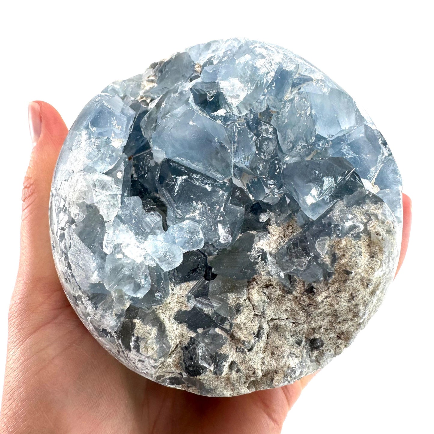 Celestite Sphere | raw celestite crystal, celestite geode, natural celestite crystal, crystal ball