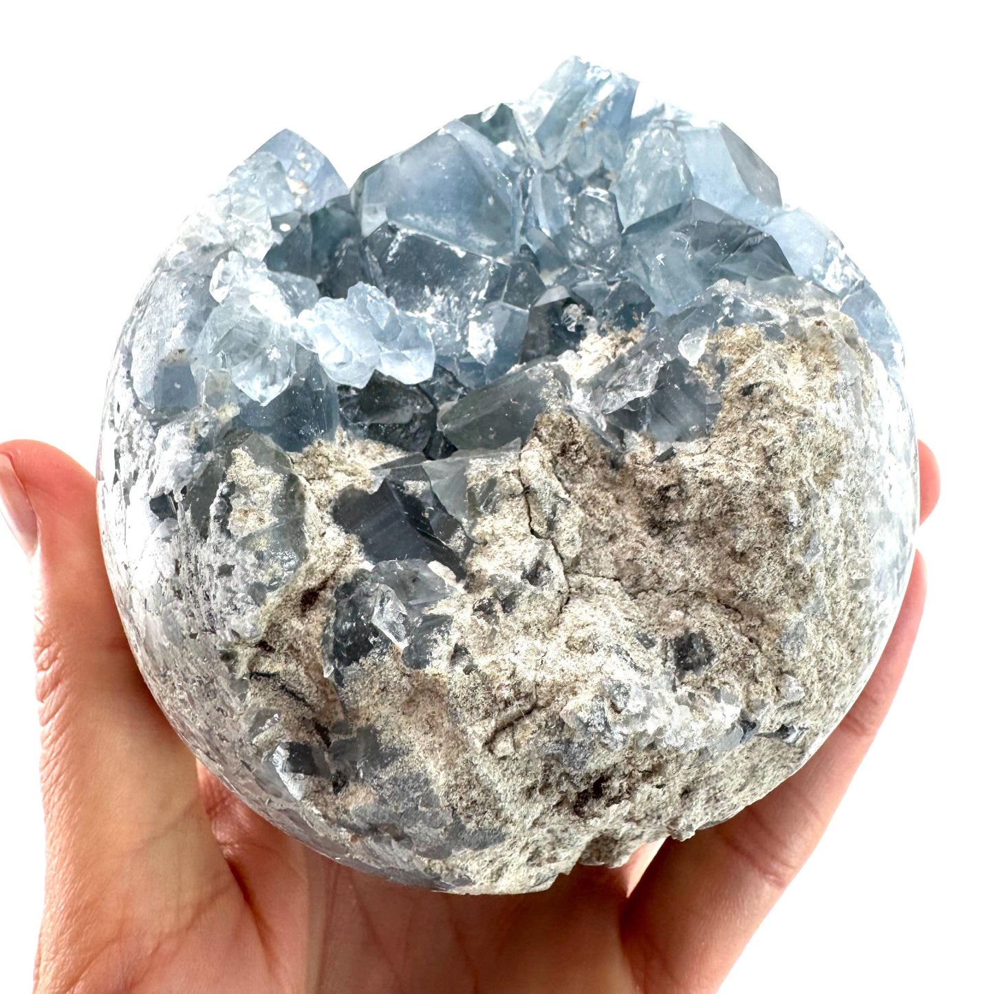 Celestite Sphere | raw celestite crystal, celestite geode, natural celestite crystal, crystal ball