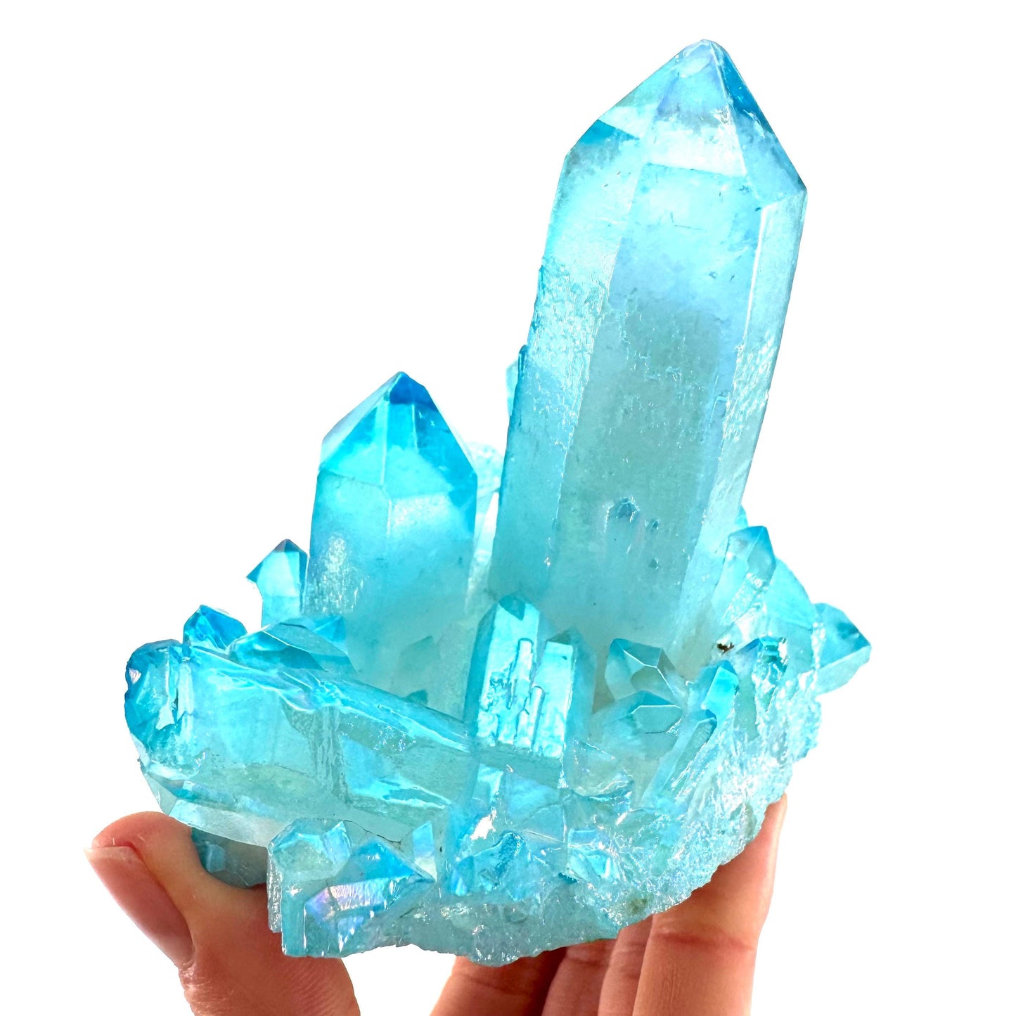 Blue Aura Quartz Cluster | aqua aura quartz cluster, aura crystal