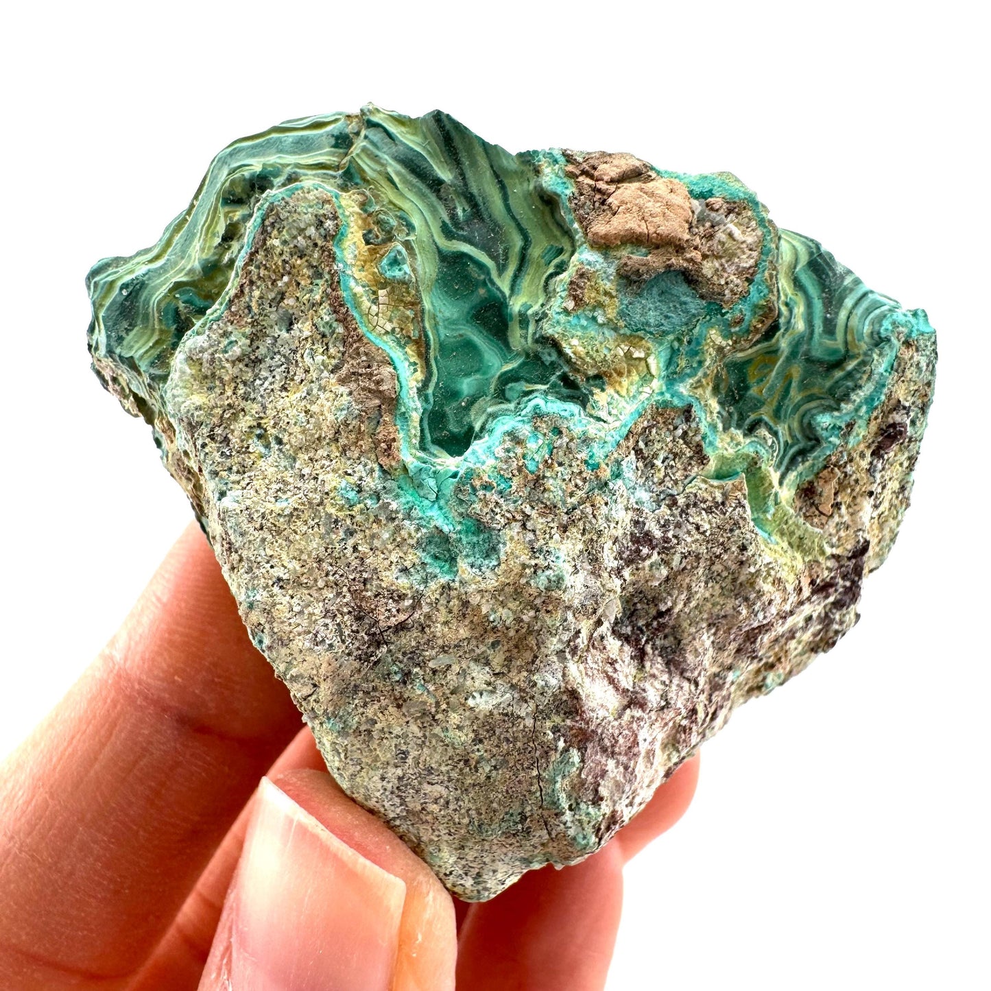 Chrysocolla & Malachite (DR Congo) | botryoidal chrysocolla crystal, mineral specimen