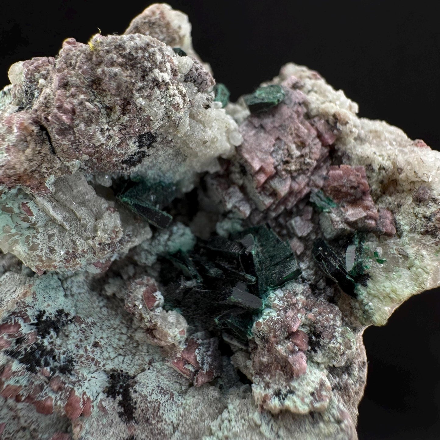Chrysocolla w/ Cobaltoan Calcite & Malachite (DR Congo) | malachite crystal, mineral specimen
