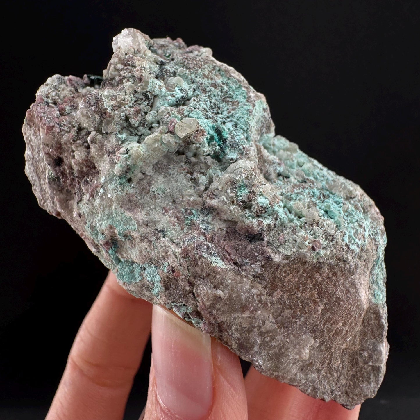 Chrysocolla w/ Cobaltoan Calcite & Malachite (DR Congo) | malachite crystal, mineral specimen