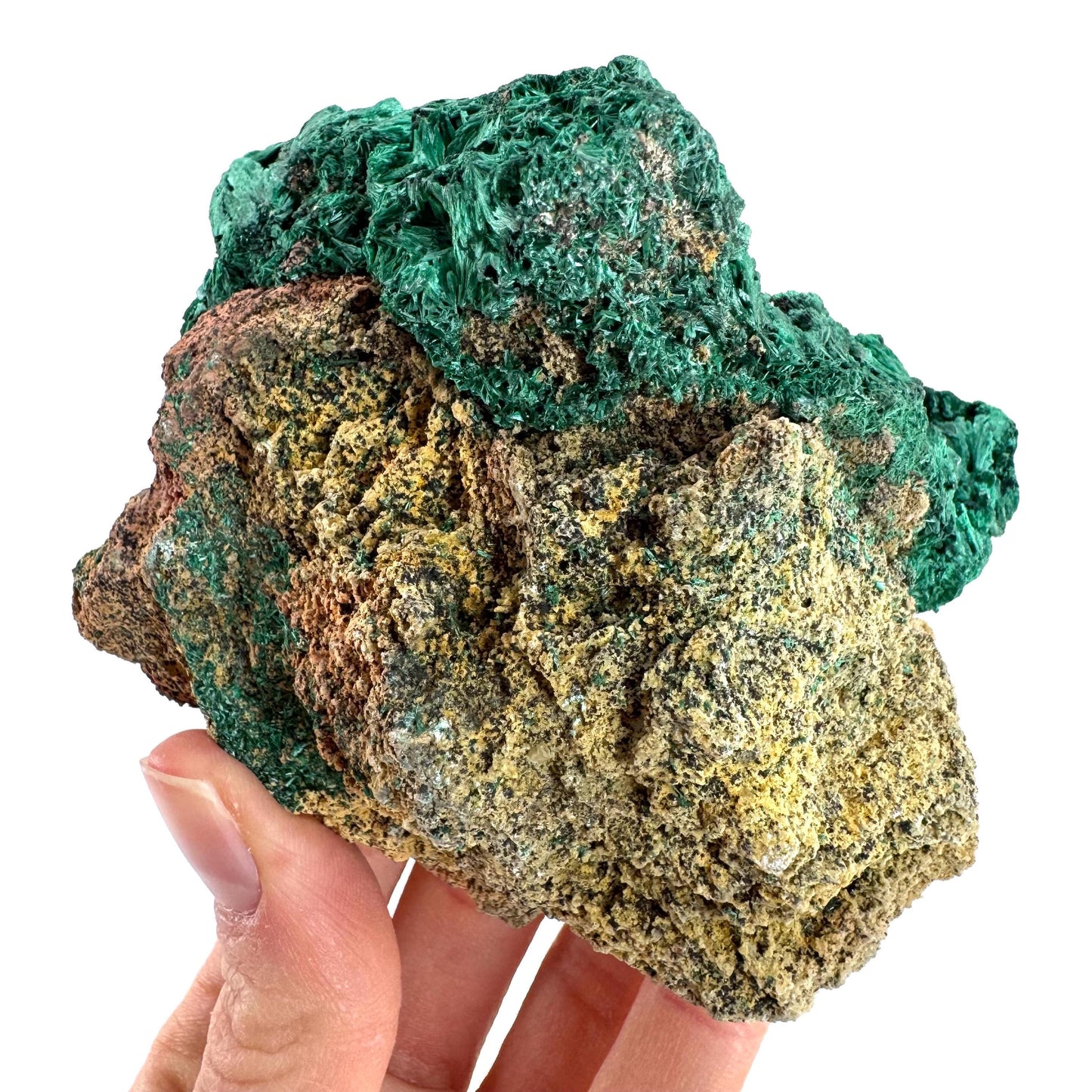 Fibrous Malachite (DR Congo) | raw green malachite crystal, mineral specimen