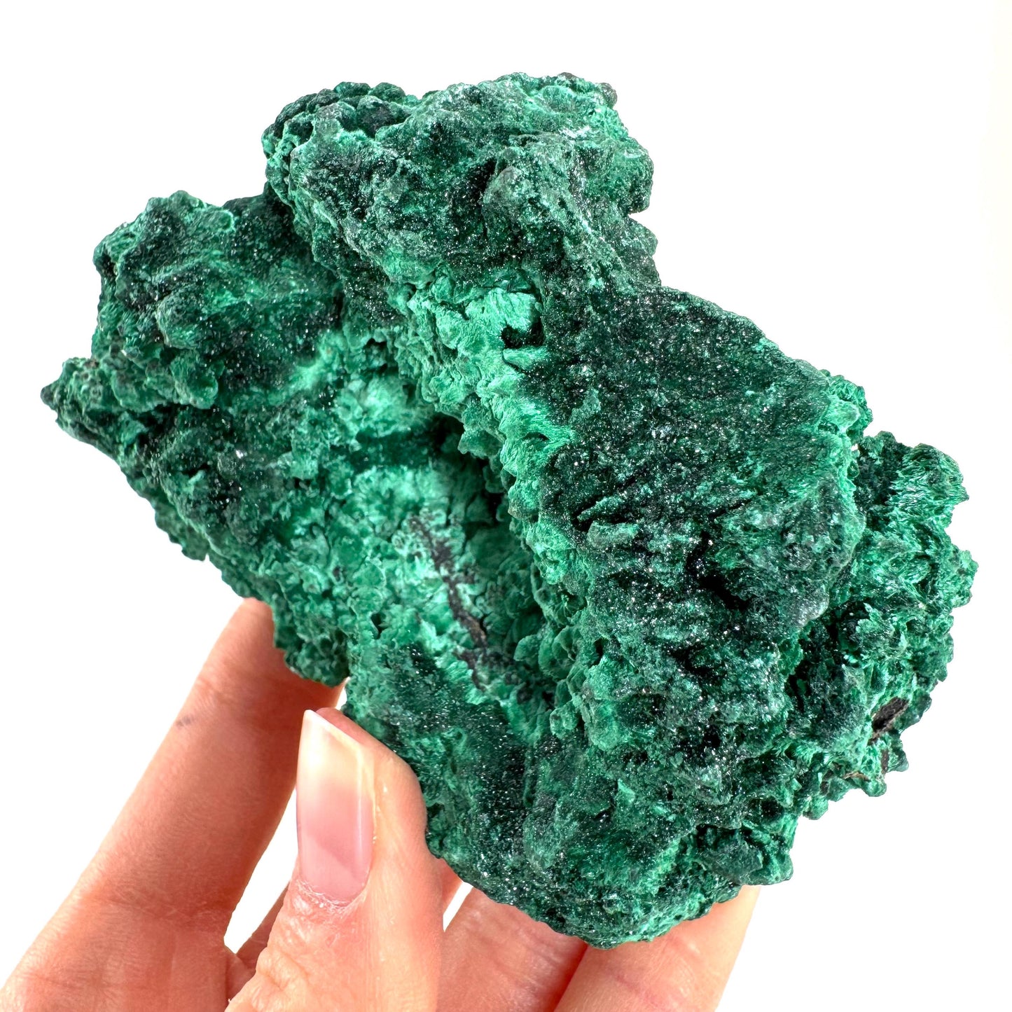 Fibrous Malachite (DR Congo) | raw green malachite crystal, mineral specimen