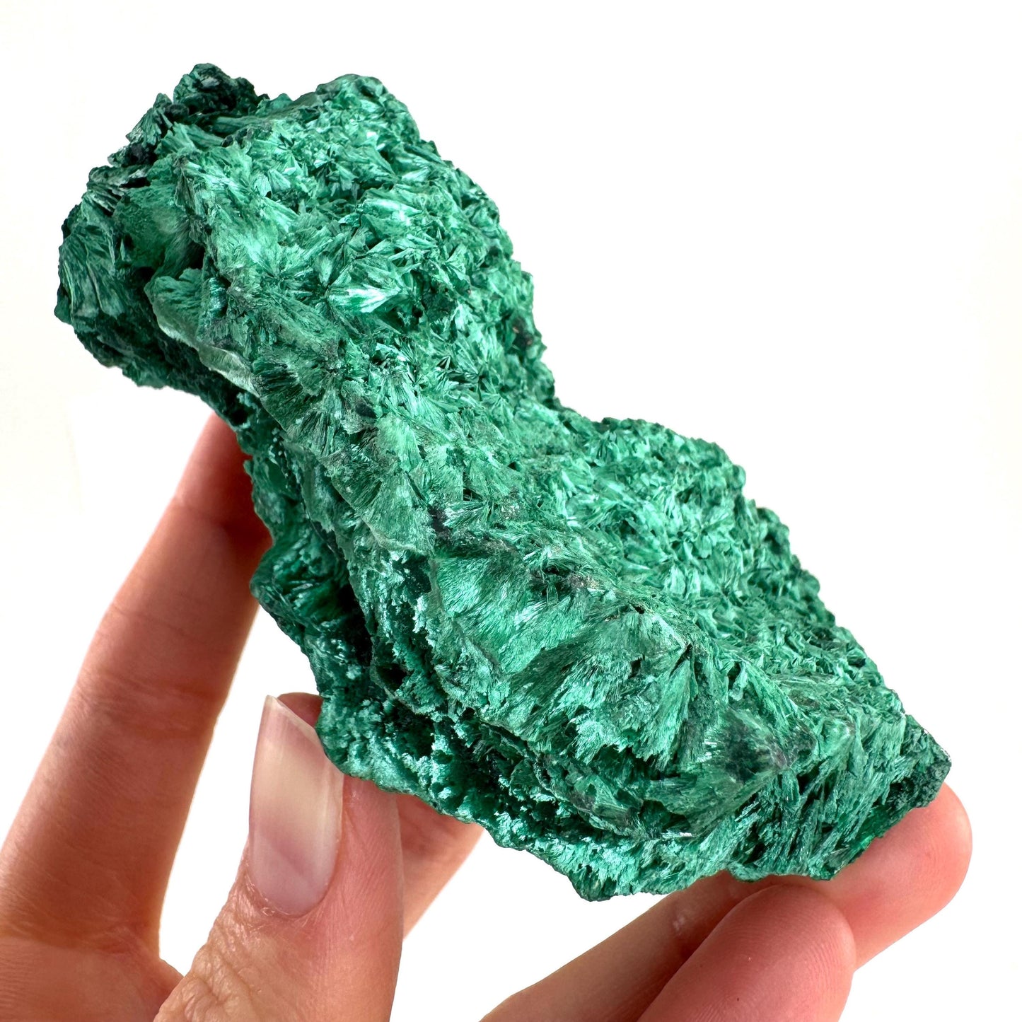 Fibrous Malachite (DR Congo) | raw green malachite crystal, mineral specimen