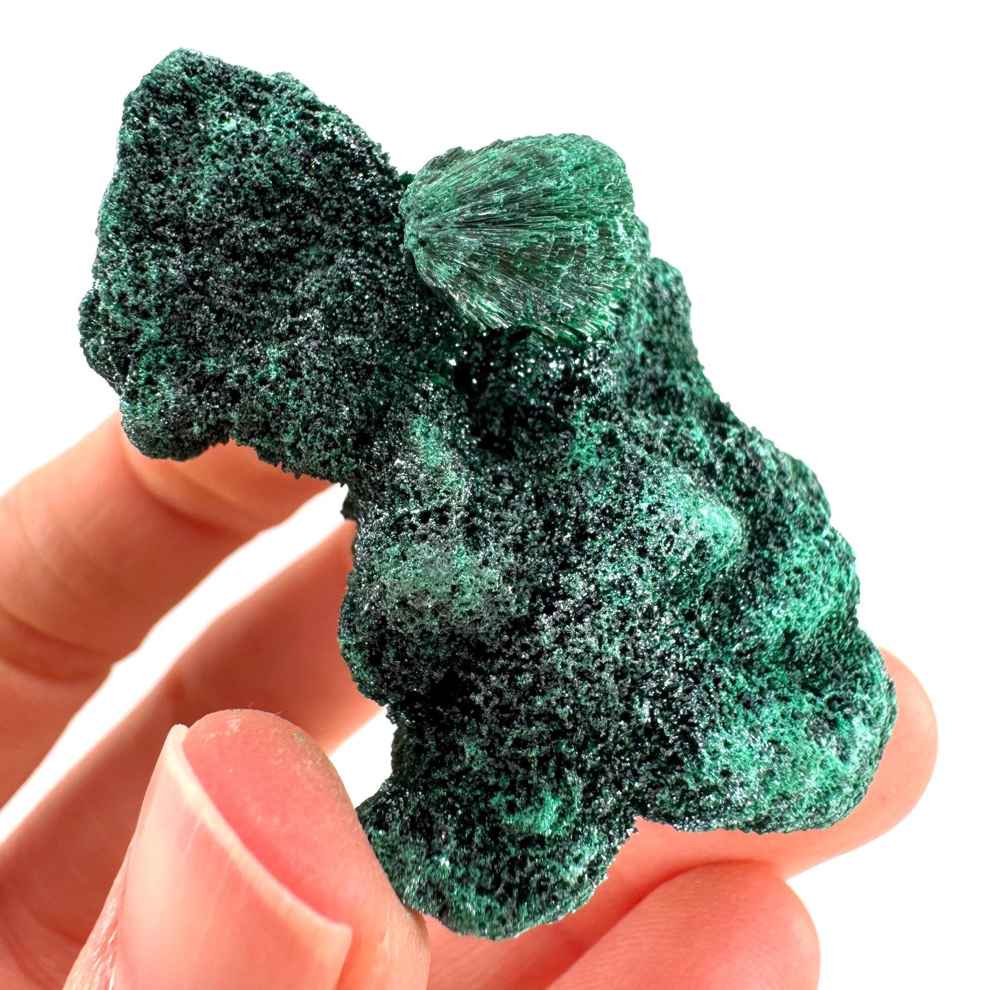 Fibrous Malachite (DR Congo) | raw green malachite crystal, mineral specimen