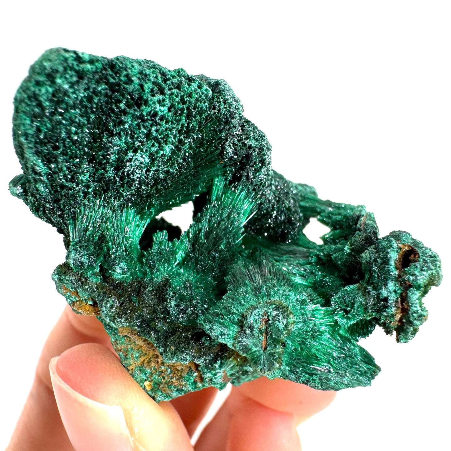 Fibrous Malachite (DR Congo) | raw green malachite crystal, mineral specimen