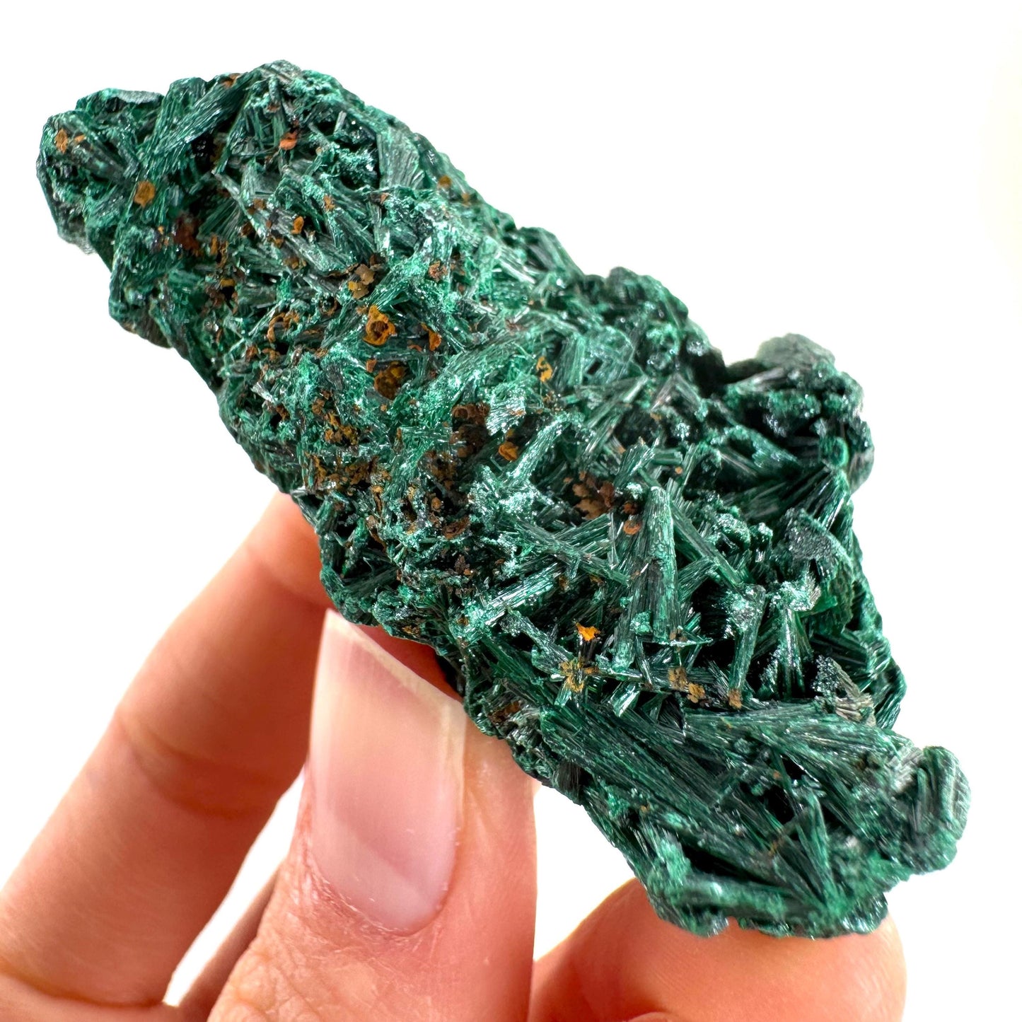 Fibrous Malachite (DR Congo) | raw green malachite crystal, mineral specimen