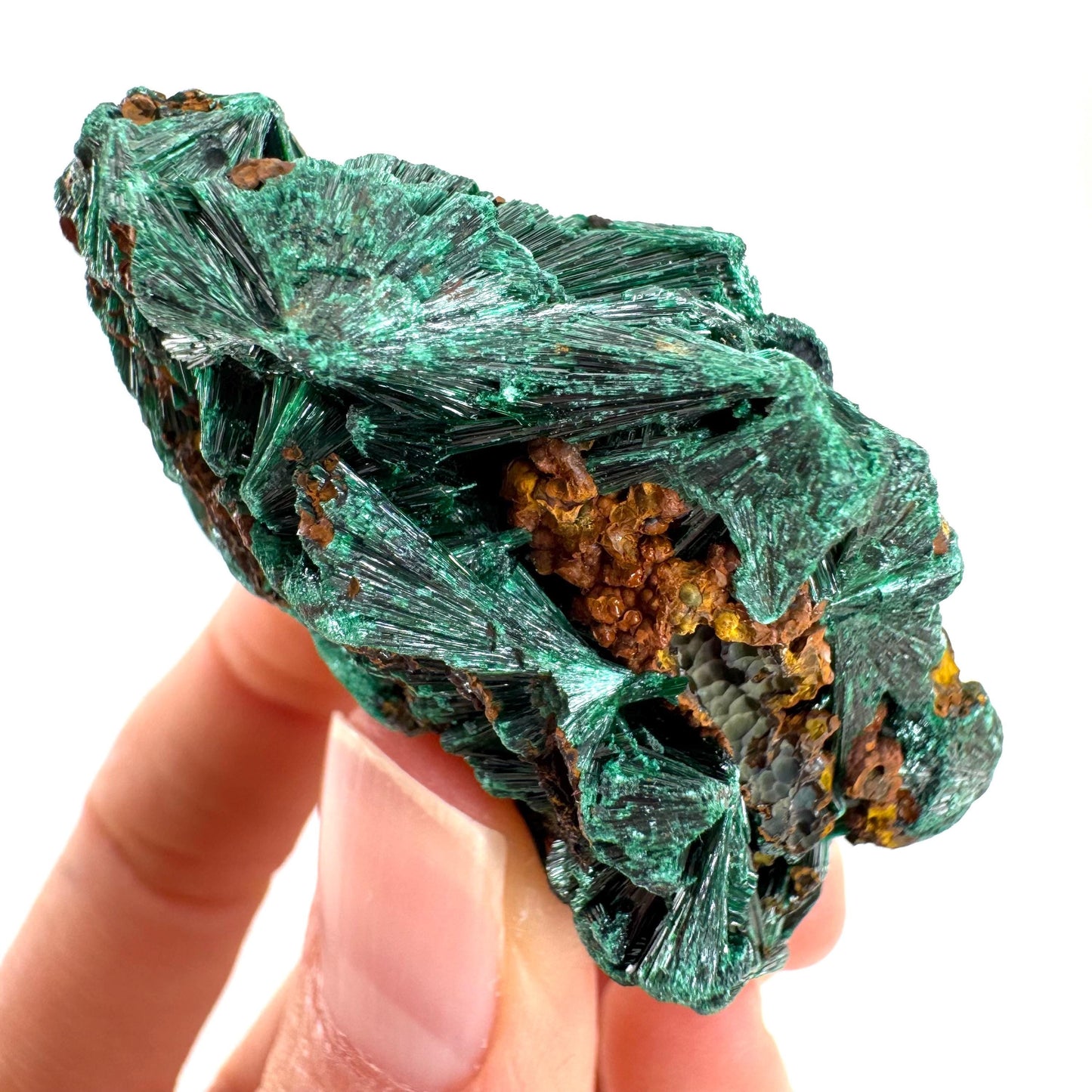 Fibrous Malachite (DR Congo) | raw green malachite crystal, mineral specimen