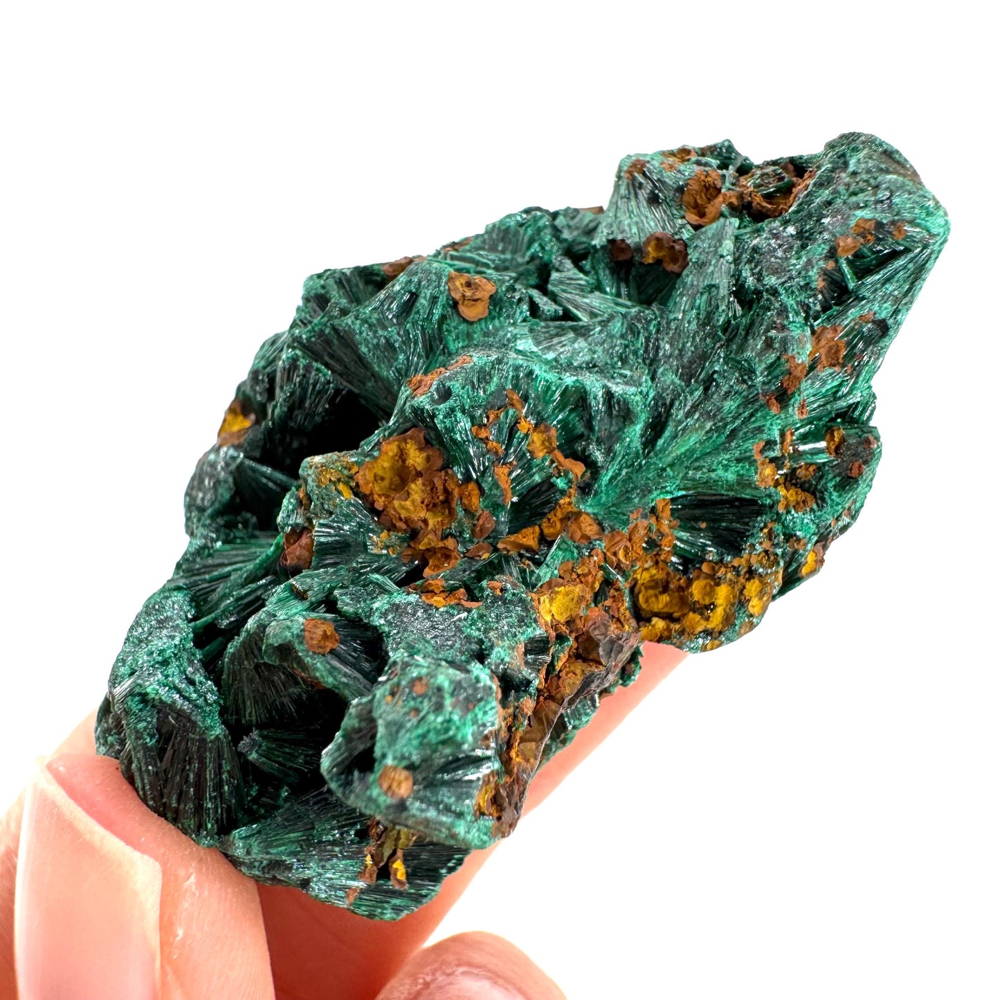Fibrous Malachite (DR Congo) | raw green malachite crystal, mineral specimen