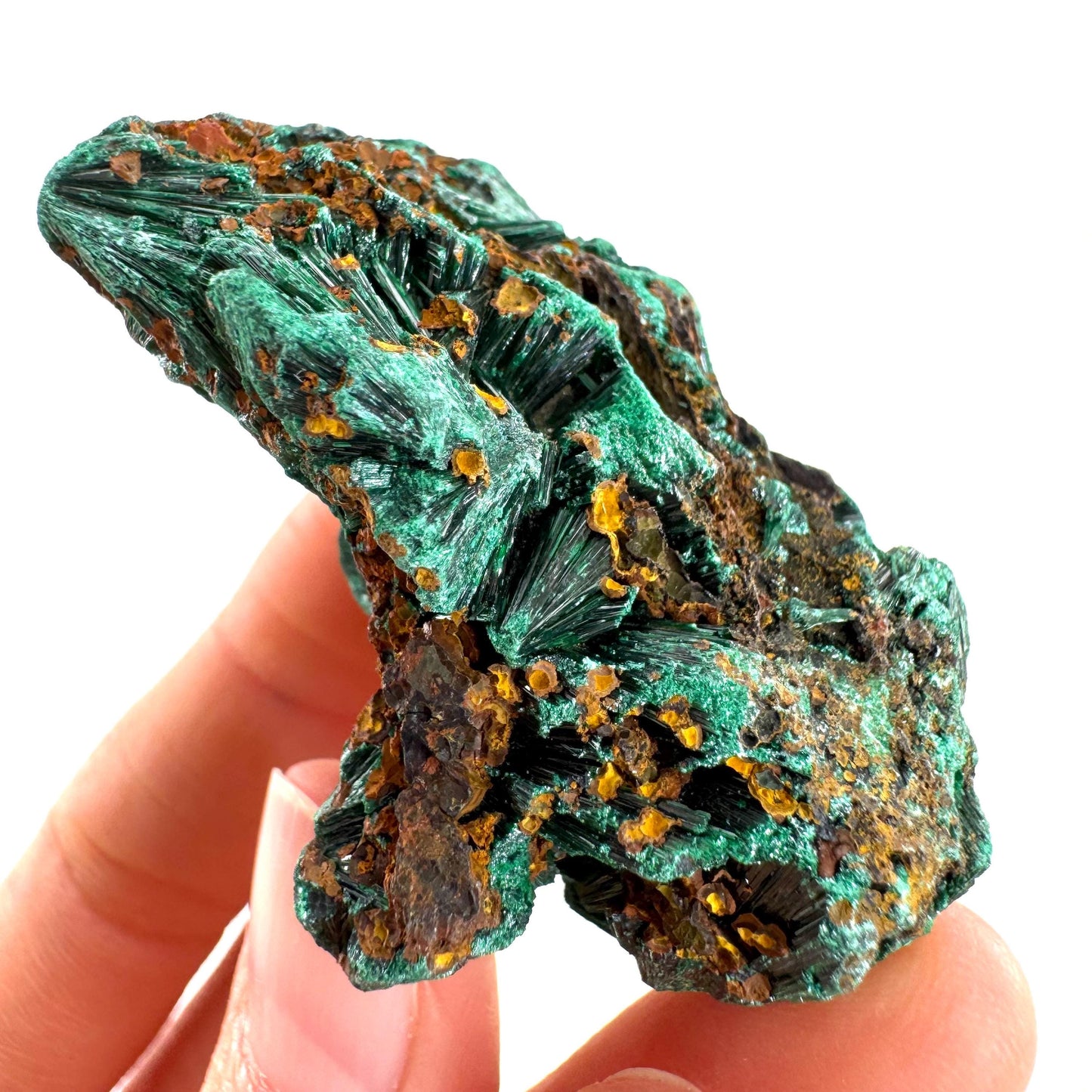 Fibrous Malachite (DR Congo) | raw green malachite crystal, mineral specimen
