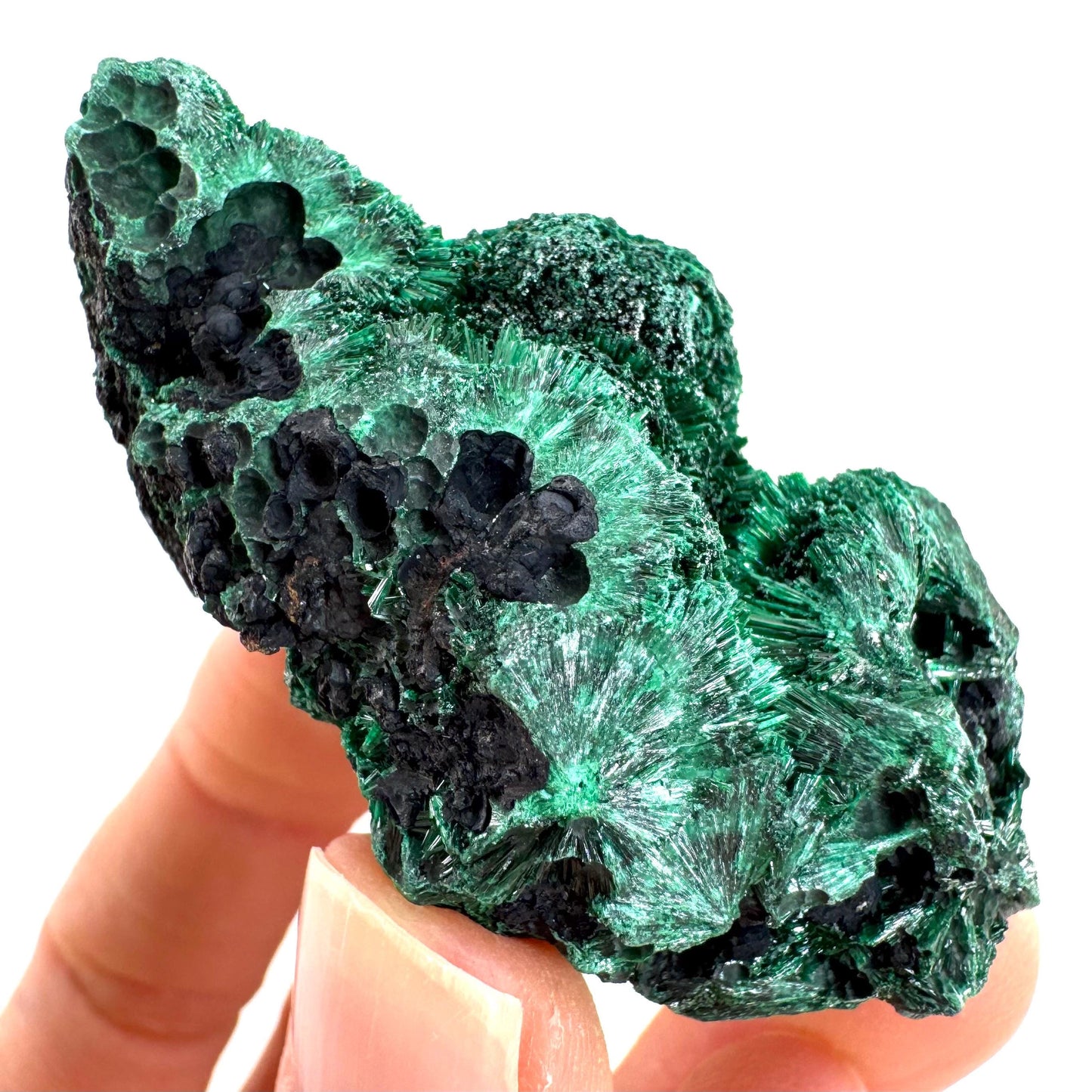 Fibrous Malachite (DR Congo) | raw green malachite crystal, mineral specimen