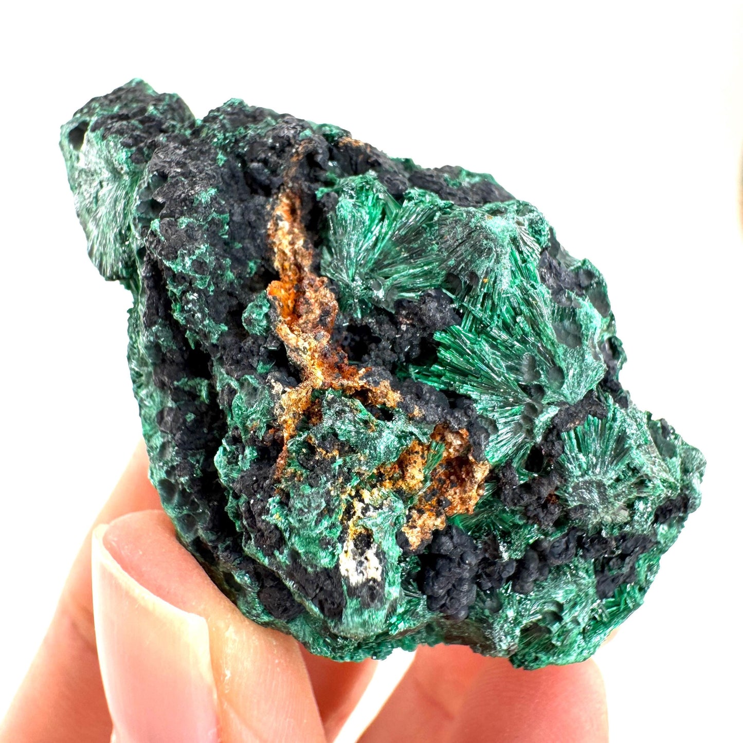 Fibrous Malachite (DR Congo) | raw green malachite crystal, mineral specimen