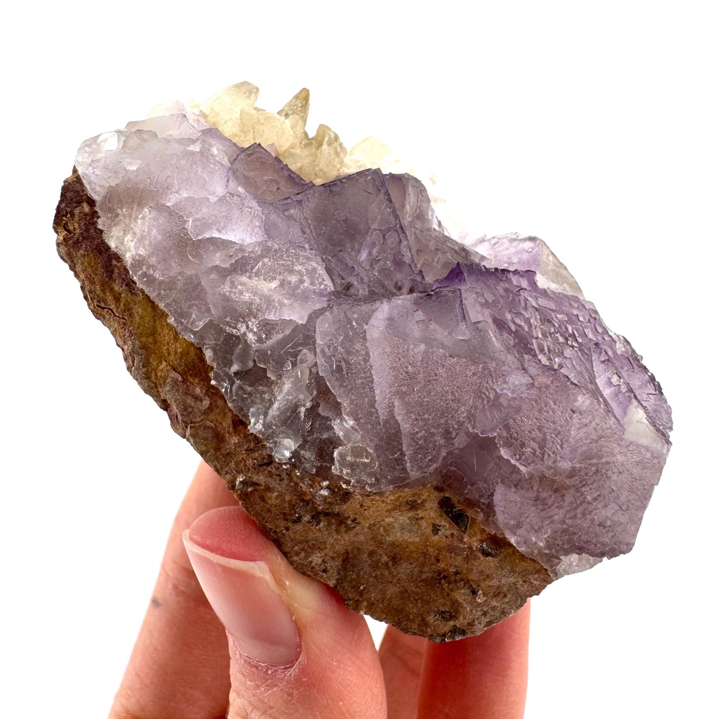 Purple Fluorite w/ Calcite (Pakistan) | purple fluorite crystal cluster, mineral specimen
