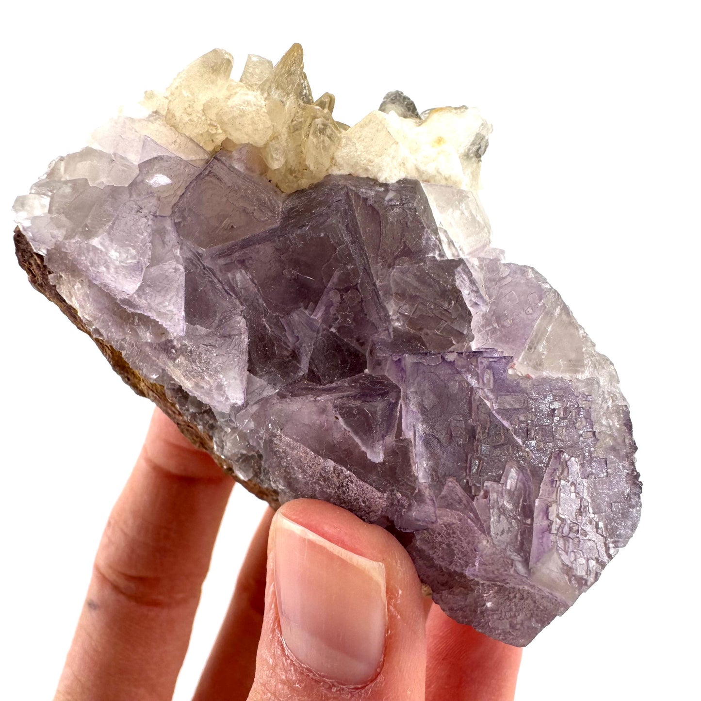 Purple Fluorite w/ Calcite (Pakistan) | purple fluorite crystal cluster, mineral specimen