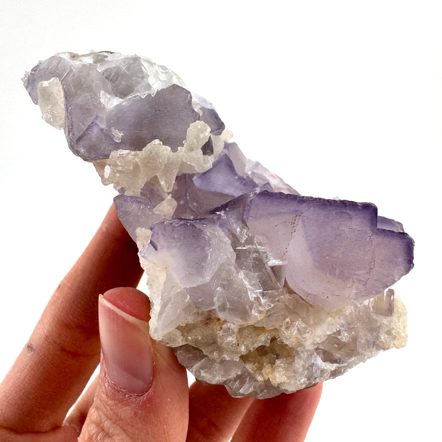 Purple Fluorite w/ Calcite (Pakistan) | purple fluorite crystal cluster, mineral specimen