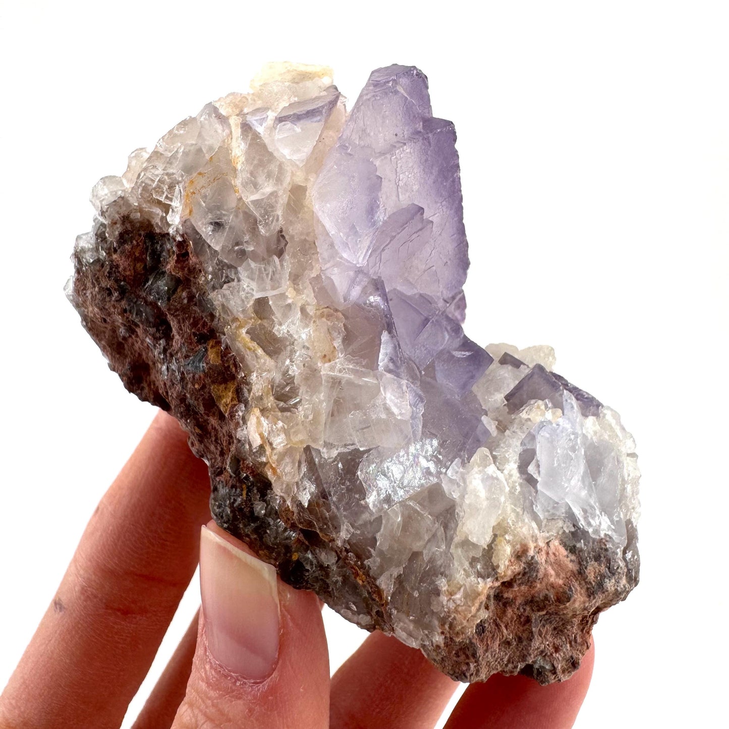 Purple Fluorite w/ Calcite (Pakistan) | purple fluorite crystal cluster, mineral specimen