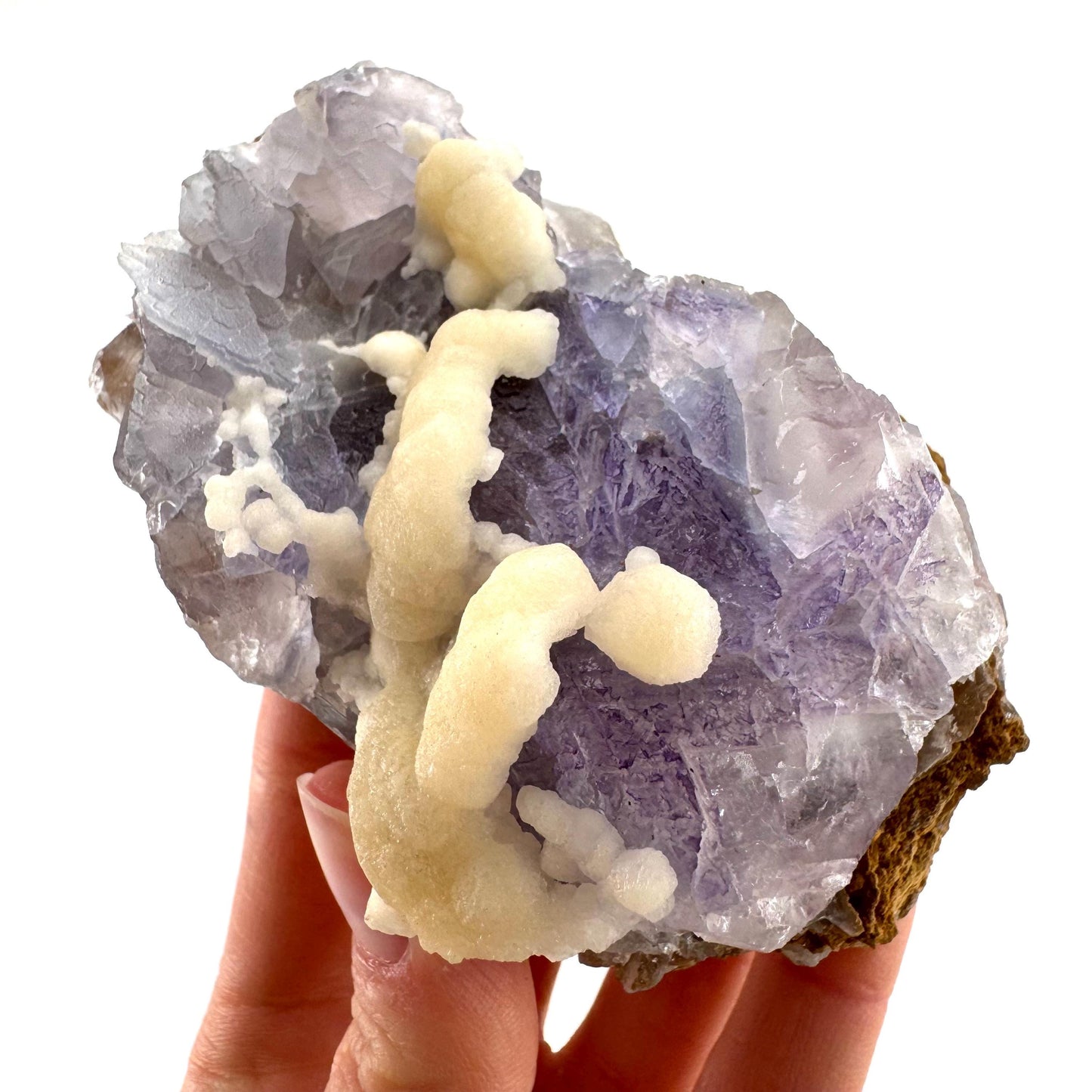 Blue Fluorite w/ Calcite (Pakistan) | blue fluorite crystal cluster, mineral specimen