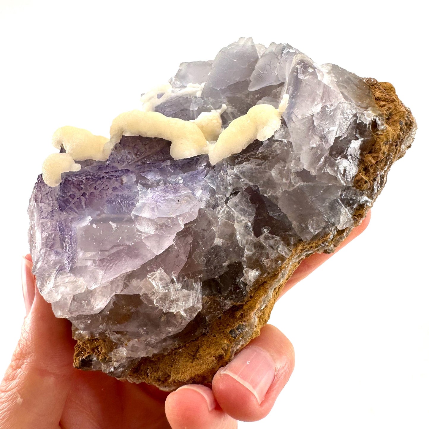 Blue Fluorite w/ Calcite (Pakistan) | blue fluorite crystal cluster, mineral specimen