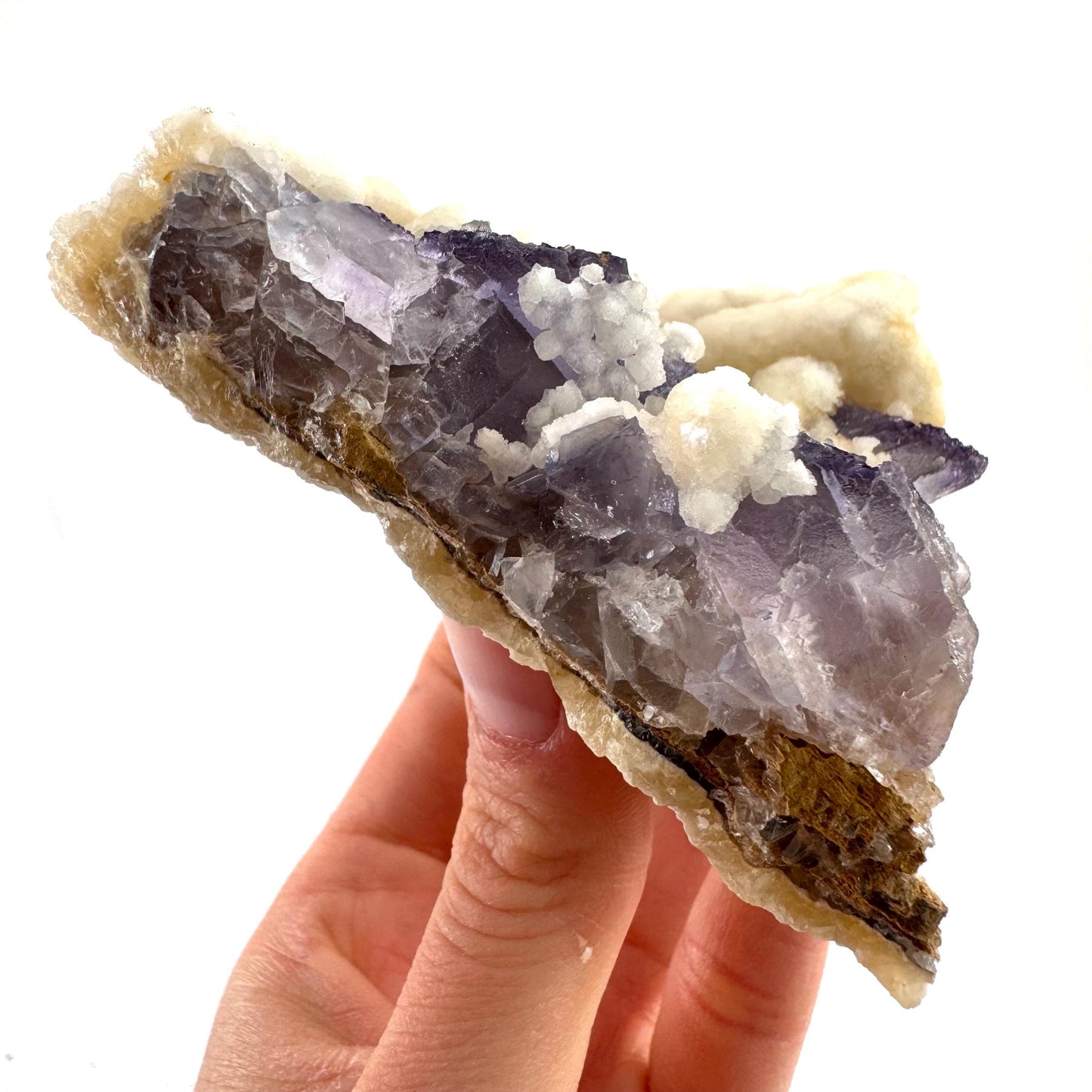 Purple Fluorite w/ Calcite (Pakistan) | purple fluorite crystal cluster, mineral specimen