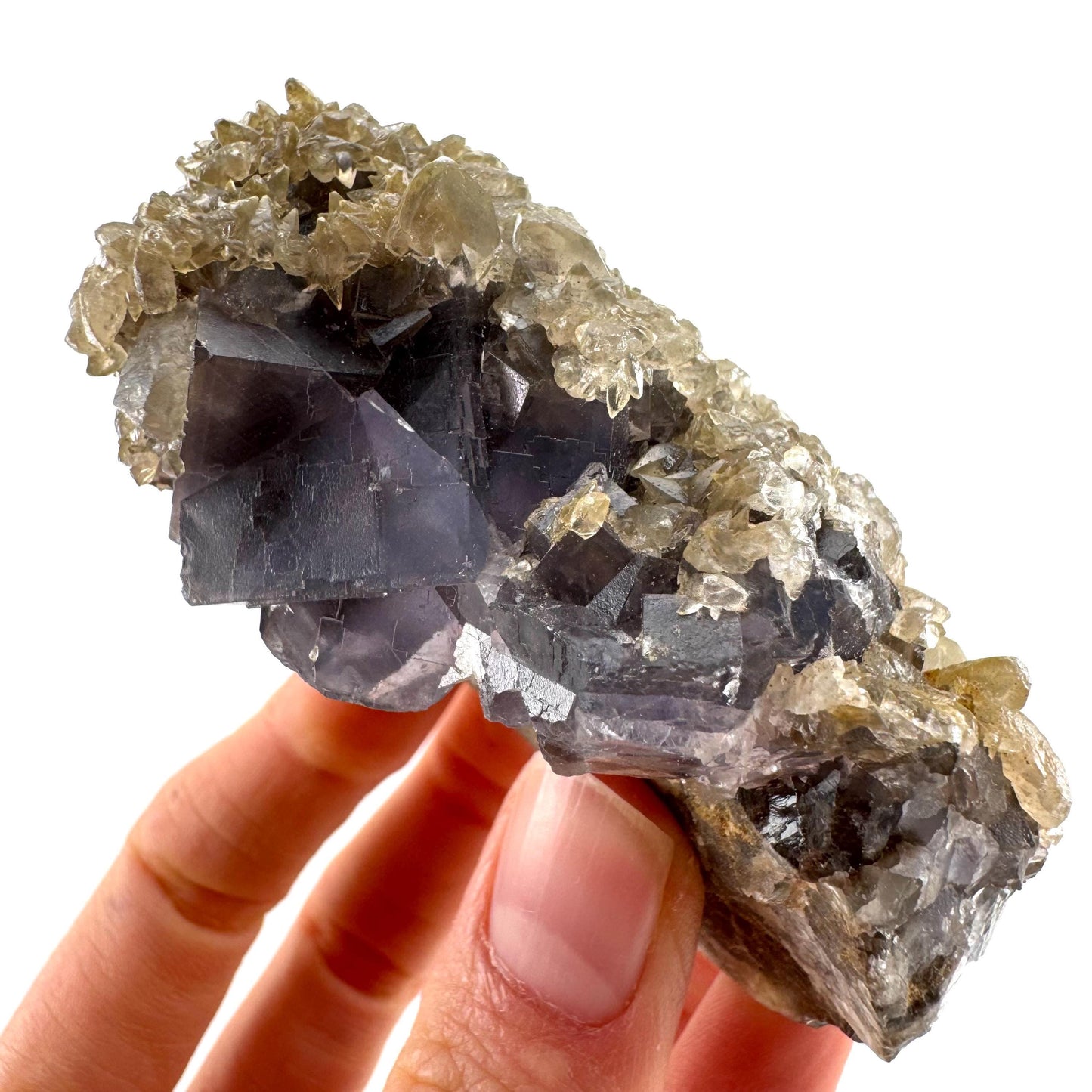 Blue Fluorite w/ Calcite (Pakistan) | blue fluorite crystal cluster, mineral specimen