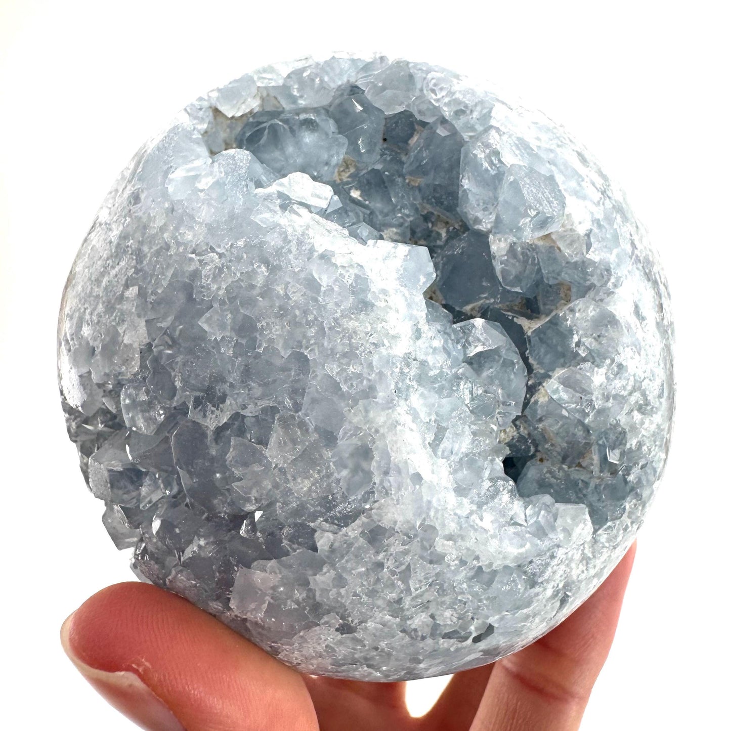 Celestite Sphere | raw celestite crystal, celestite geode, natural celestite crystal, crystal ball
