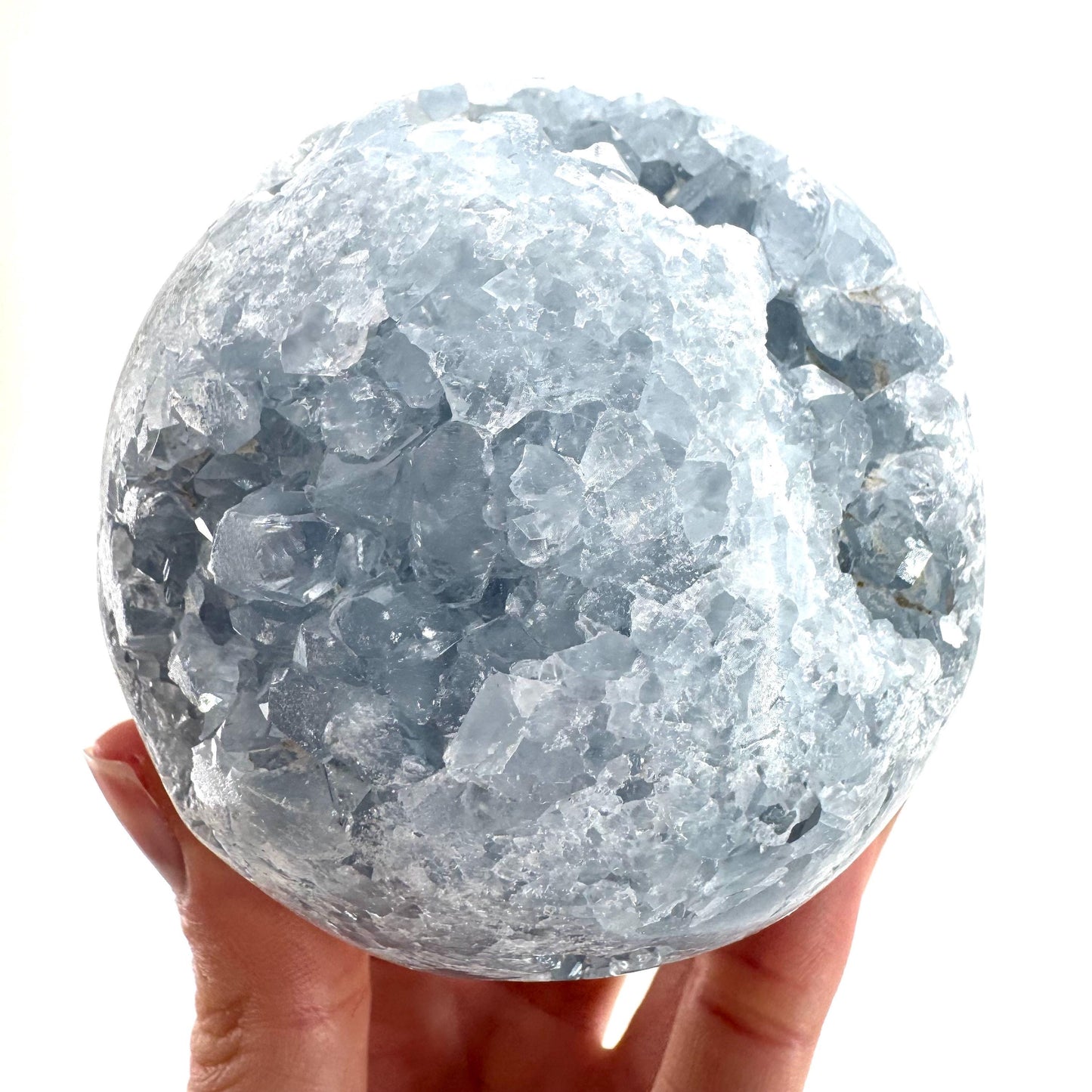 Celestite Sphere | raw celestite crystal, celestite geode, natural celestite crystal, crystal ball
