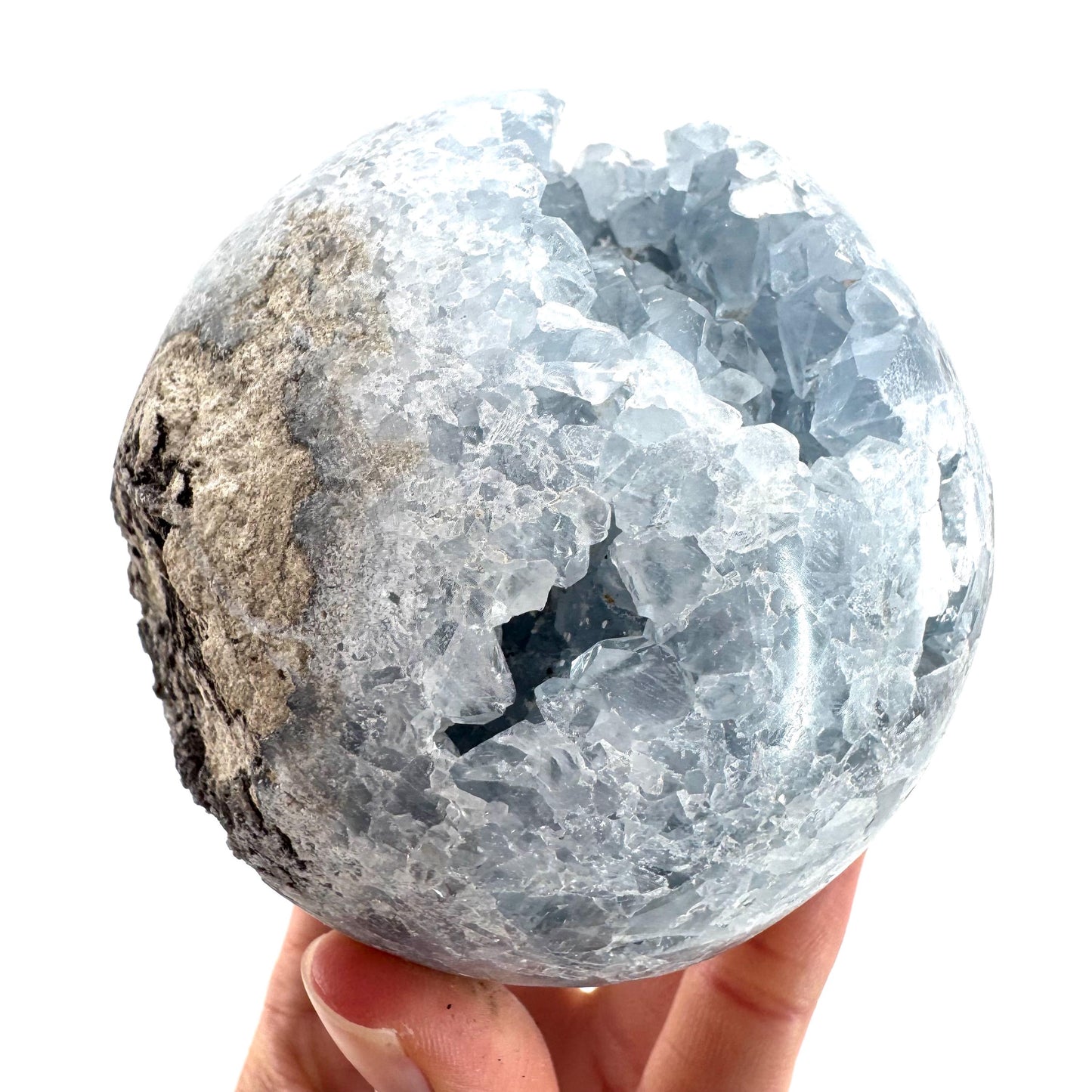 Celestite Sphere | raw celestite crystal, celestite geode, natural celestite crystal, crystal ball