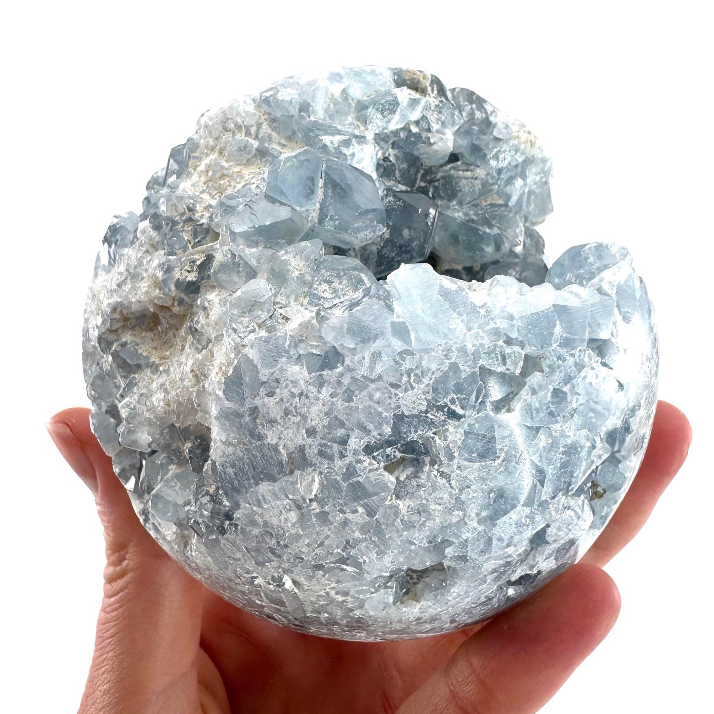 Celestite Sphere | raw celestite crystal, celestite geode, natural celestite crystal, crystal ball