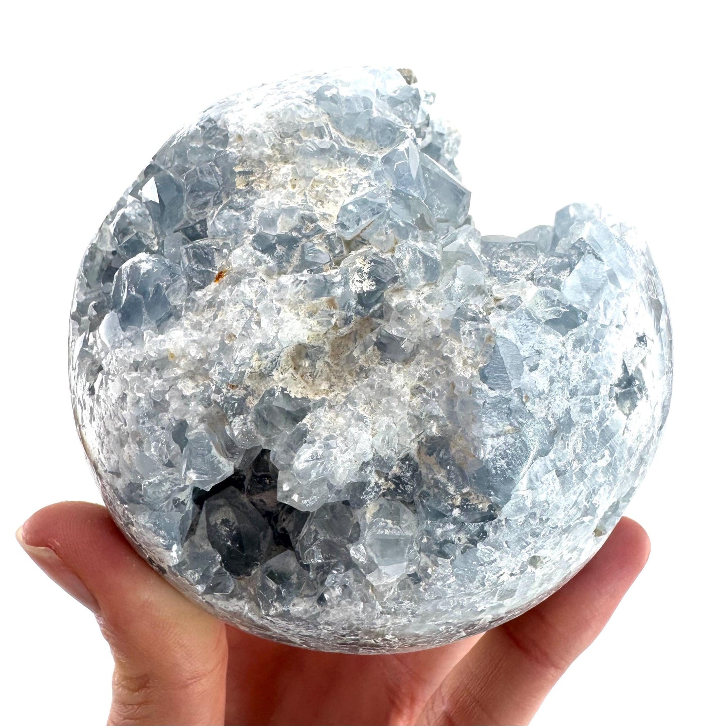 Celestite Sphere | raw celestite crystal, celestite geode, natural celestite crystal, crystal ball