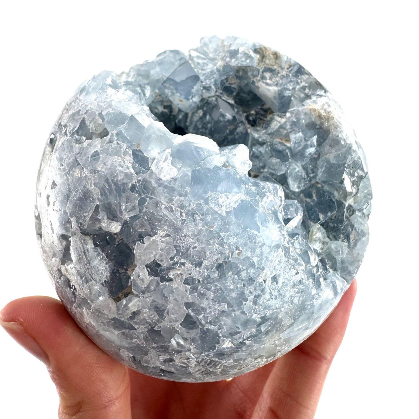 Celestite Sphere | raw celestite crystal, celestite geode, natural celestite crystal, crystal ball