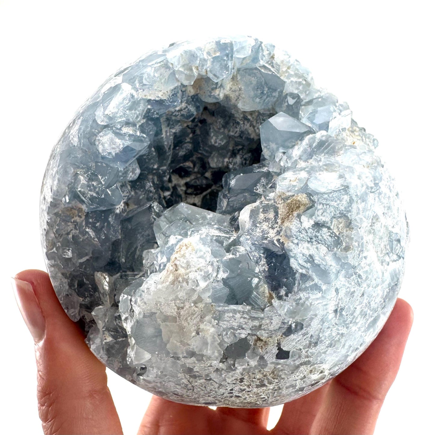 Celestite Sphere | raw celestite crystal, celestite geode, natural celestite crystal, crystal ball