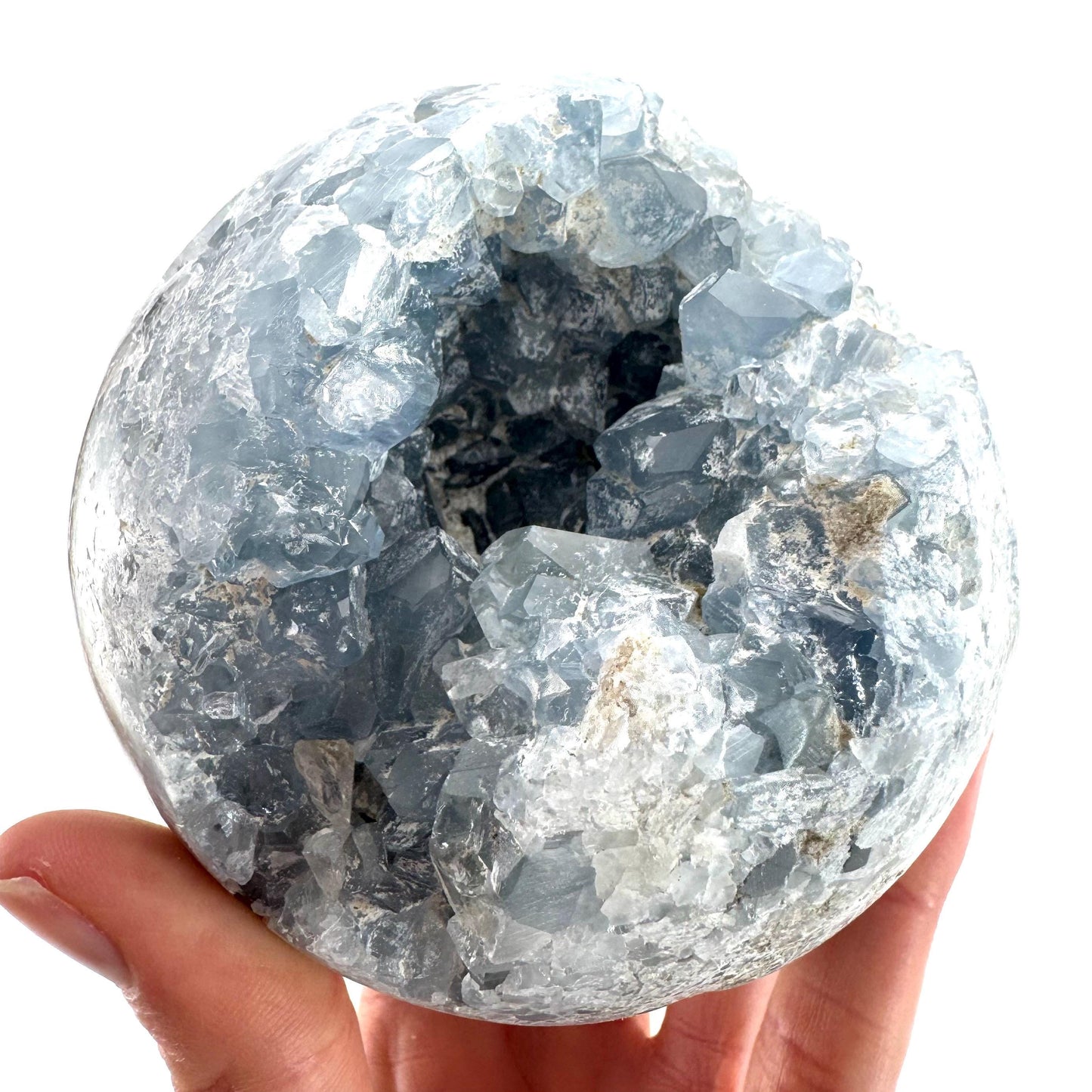 Celestite Sphere | raw celestite crystal, celestite geode, natural celestite crystal, crystal ball