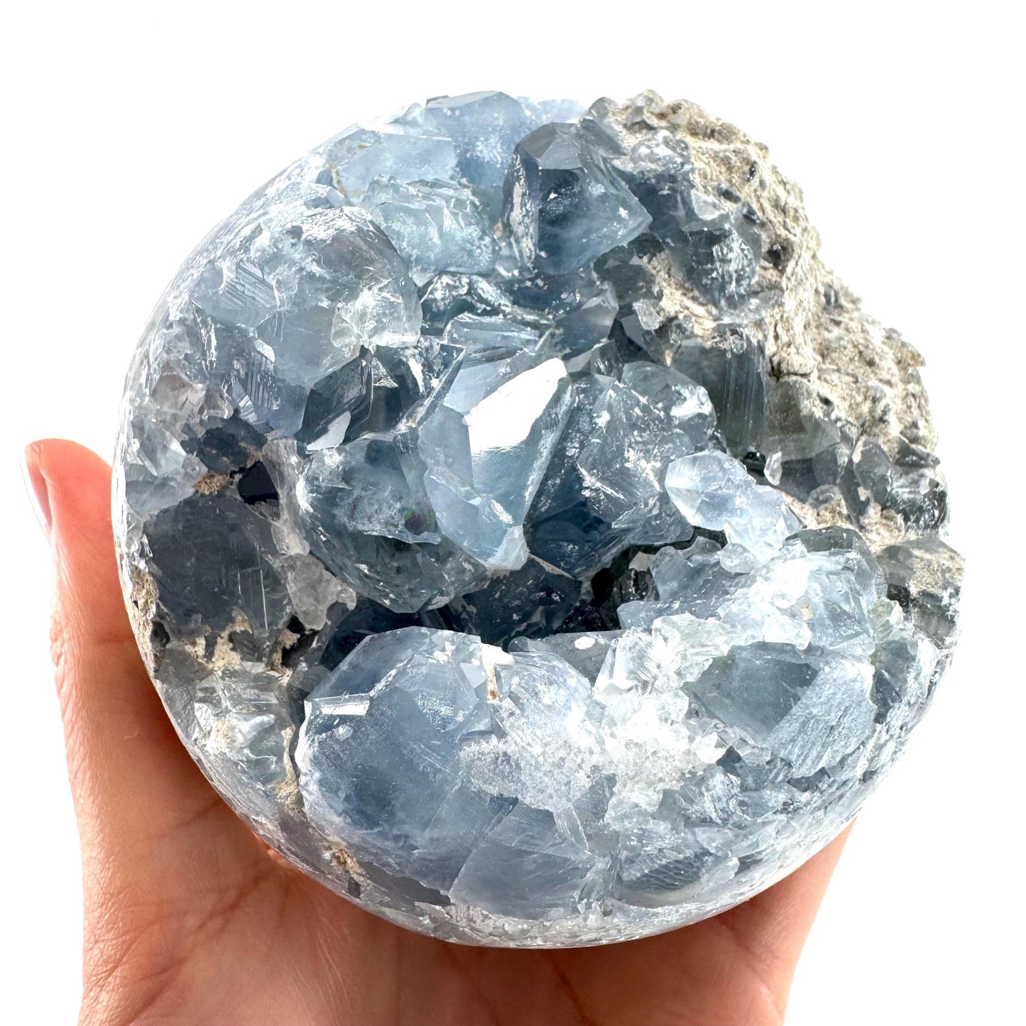 Celestite Sphere | raw celestite crystal, celestite geode, natural celestite crystal, crystal ball