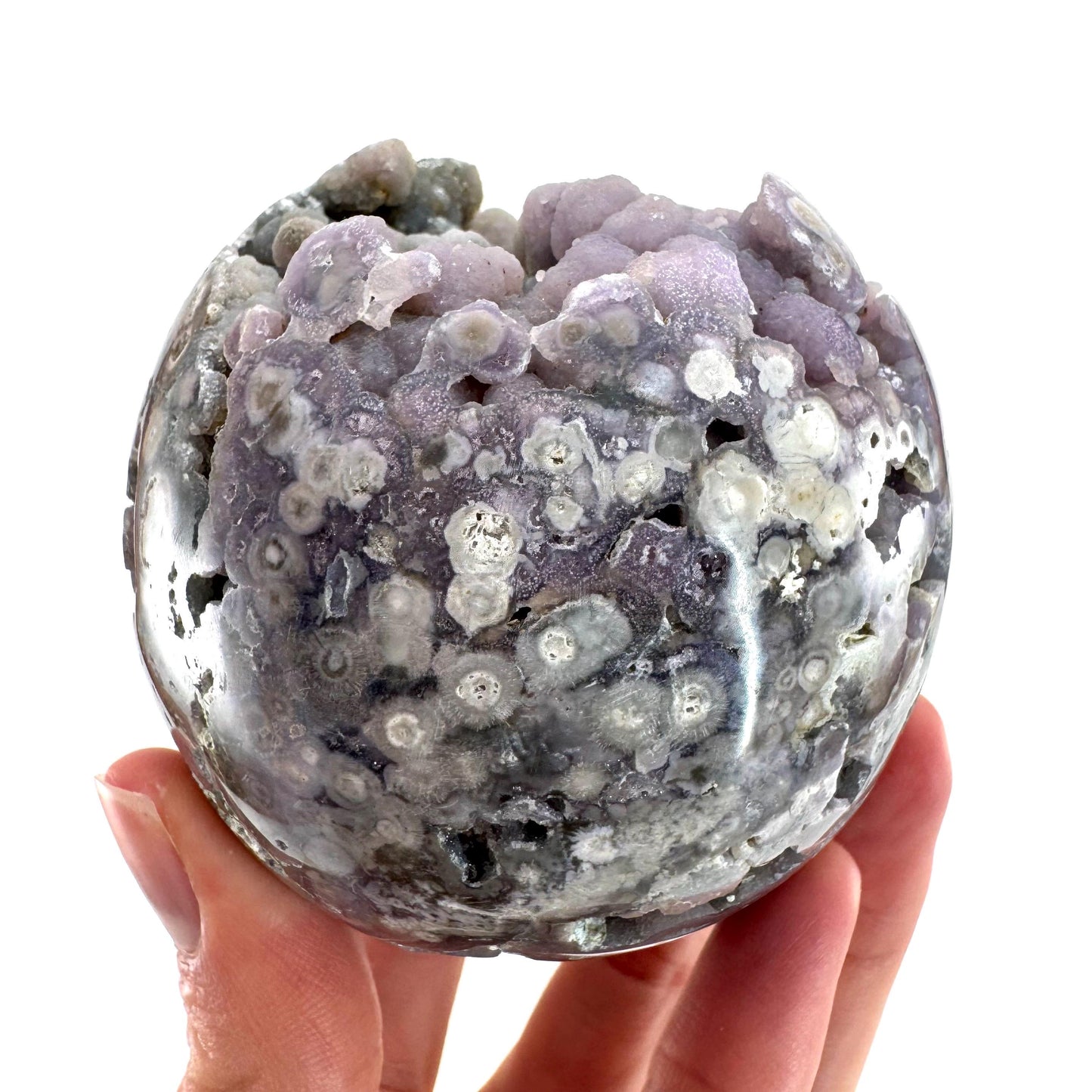 Grape Agate Sphere | purple grape agate crystal ball, grape agate cluster, crystal sphere