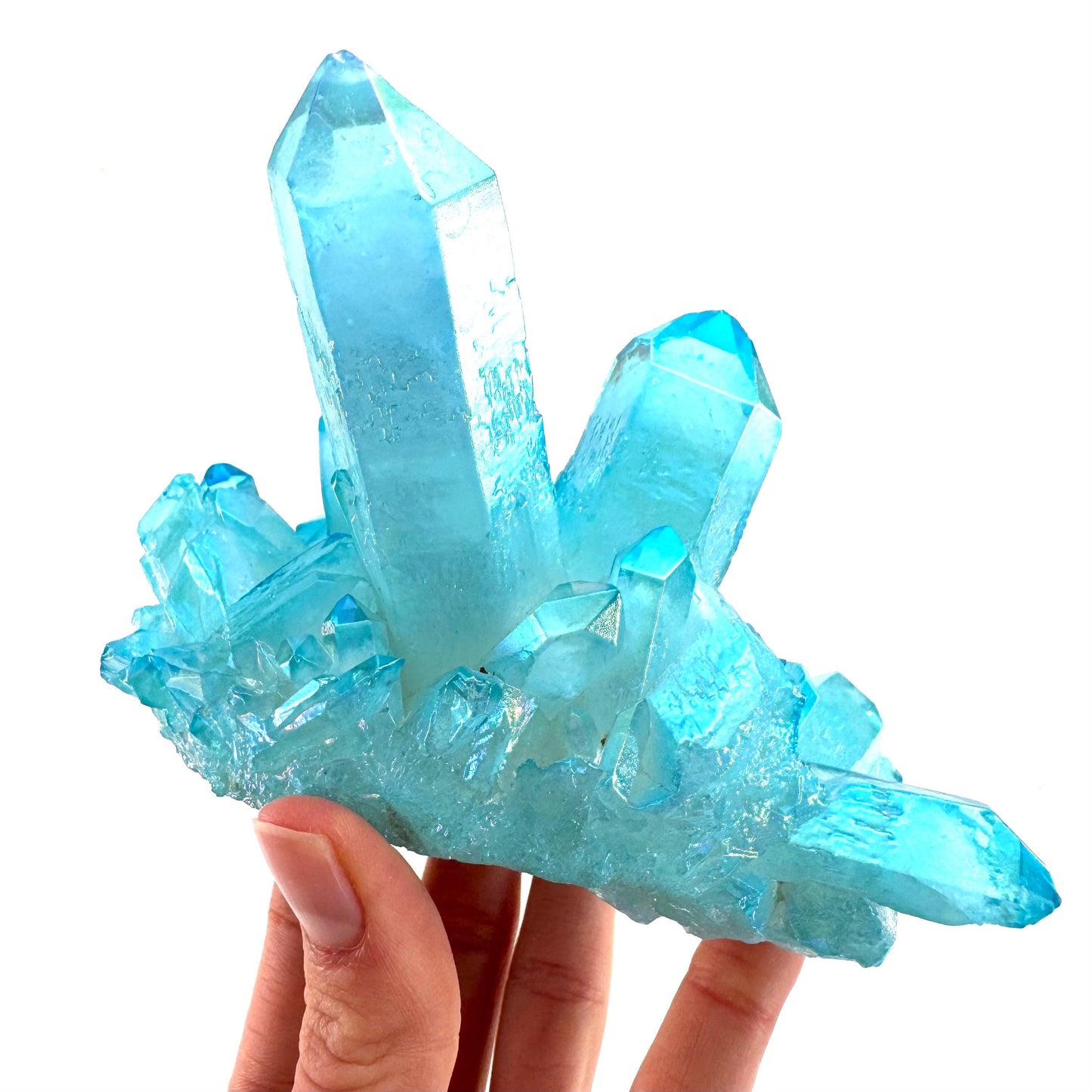 Blue Aura Quartz Cluster | aqua aura quartz cluster, aura crystal